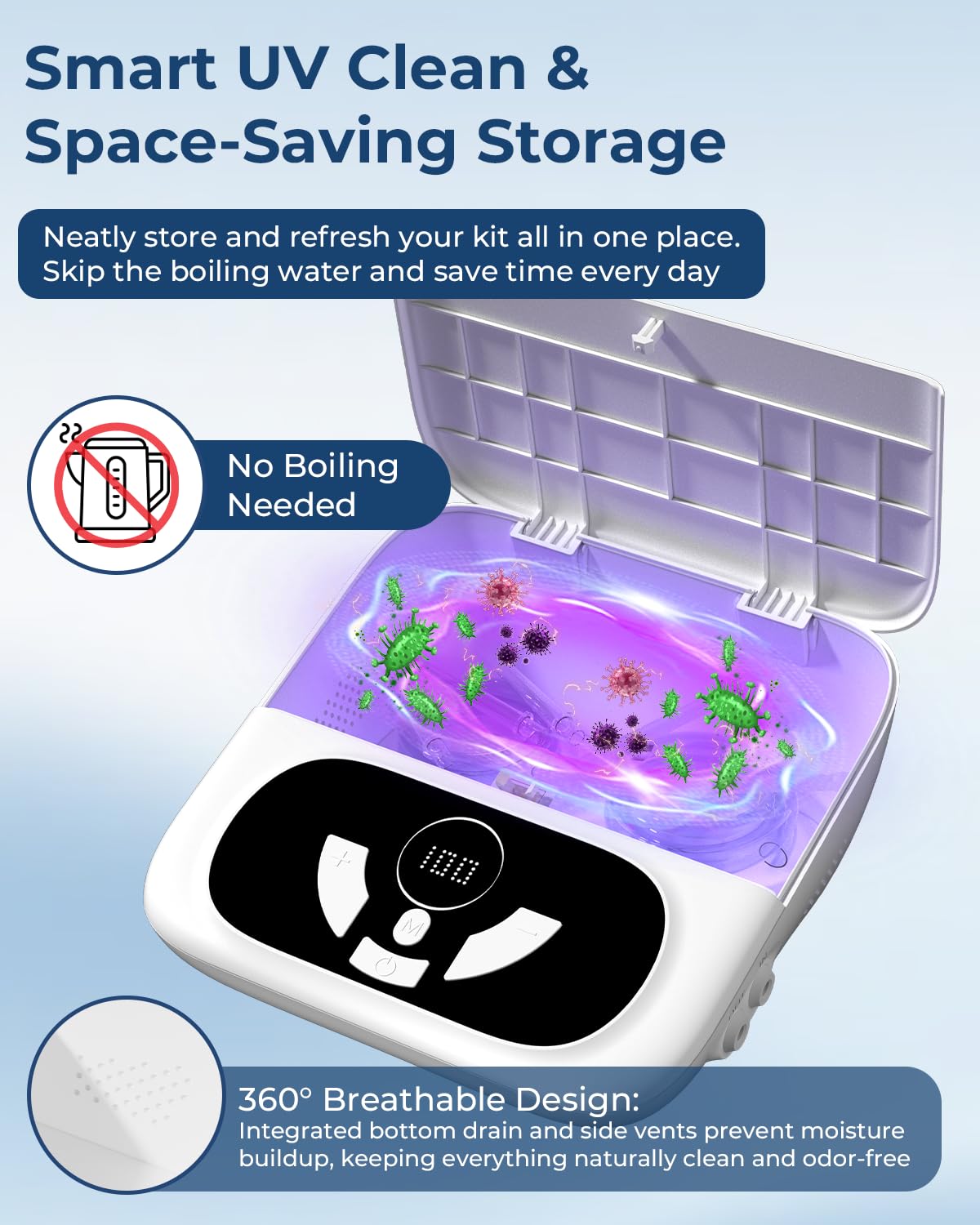 OILSAO Electric Enema Kit, UV-C Storage Box, Dual Nozzles & 2 Spray Modes