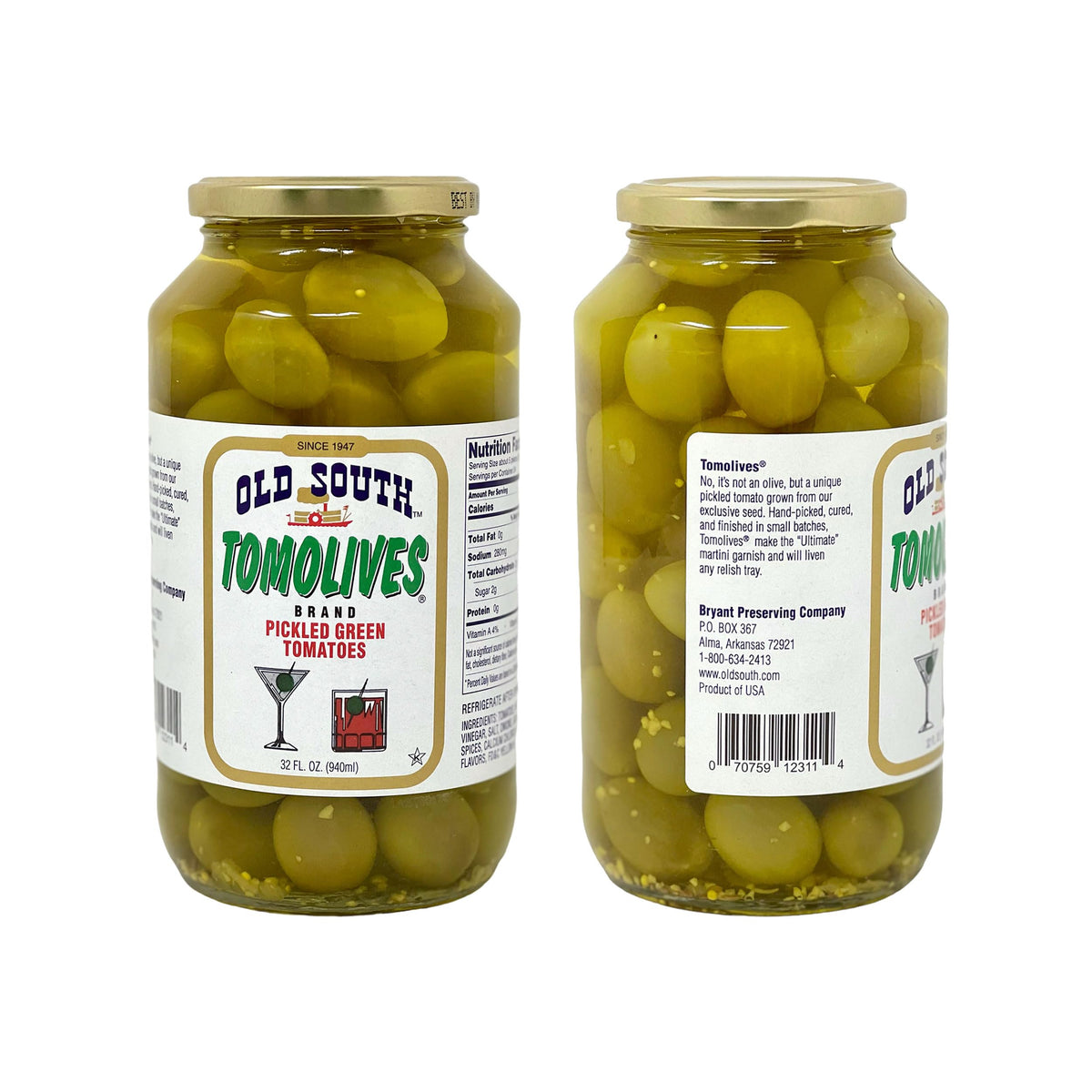 Old South Tomolives 2-Pack (64 oz) with Coasters — Martini Garnish