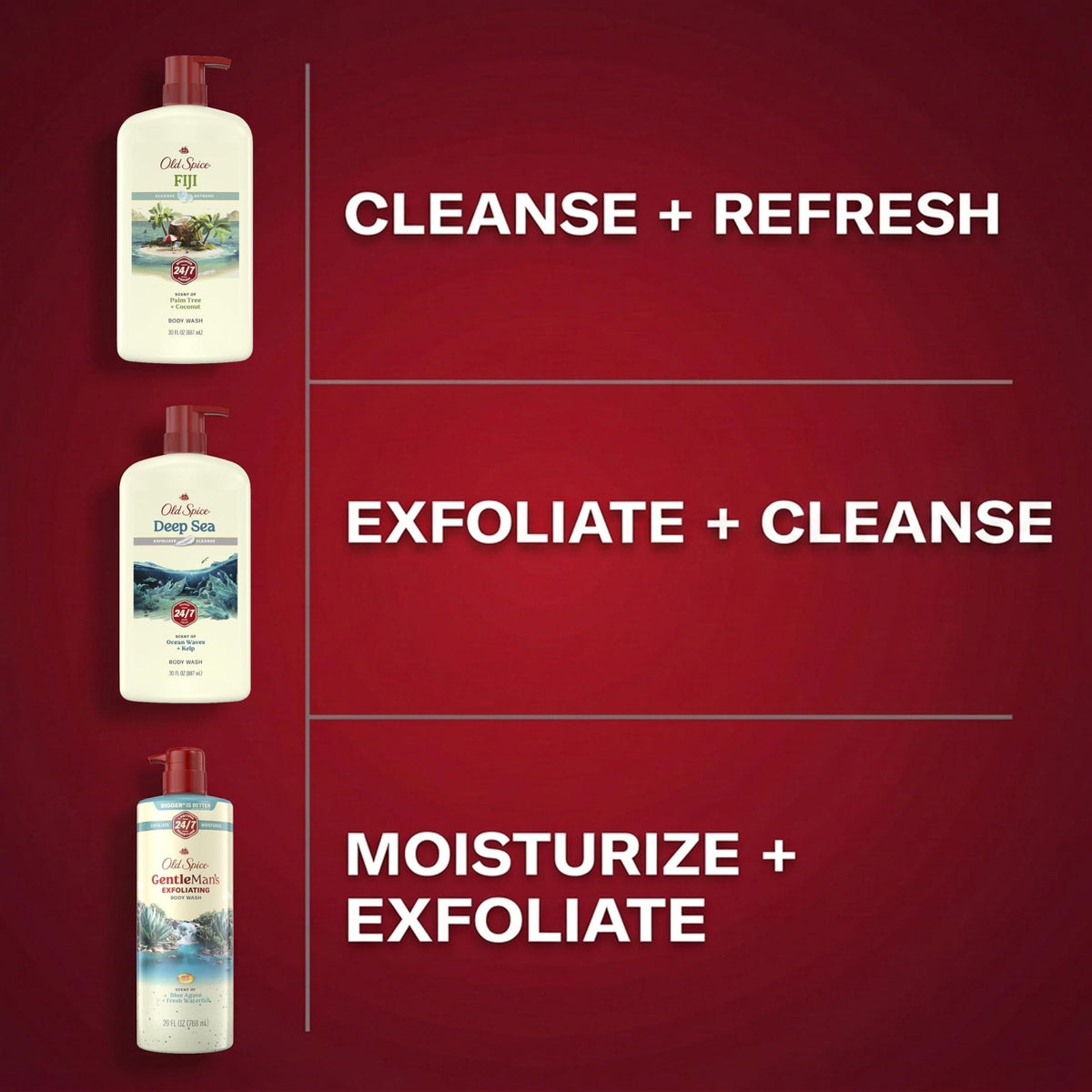 Old Spice GentleMan's Exfoliating & Moisturizing Body Wash for Men, 24/7 Shower Fresh with Long Lasting Scent, Renewing Vitamin B3 Blend, Sandalwood + Aloe Vera Scent, 26 oz
