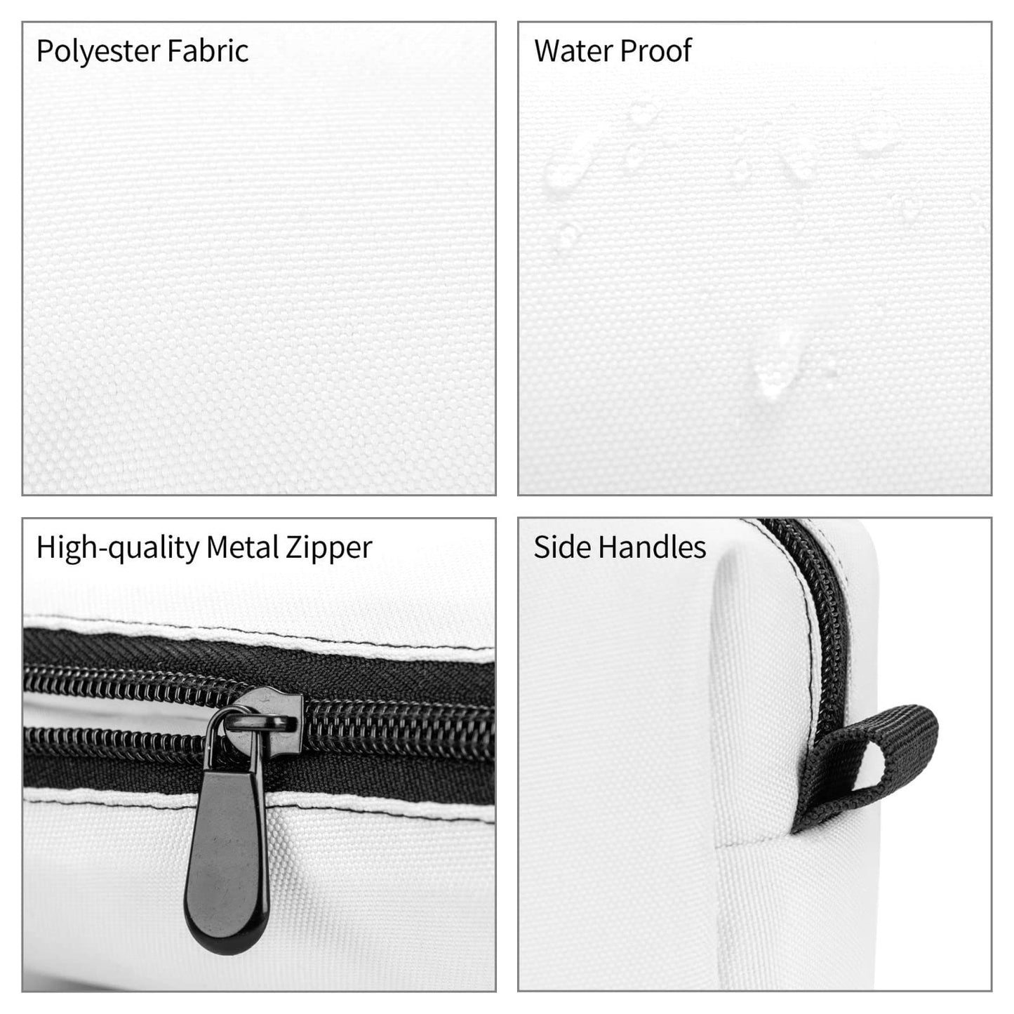 OLUSENMO White Doodle Polka Dot Makeup Bag for Women with Wrist Strap