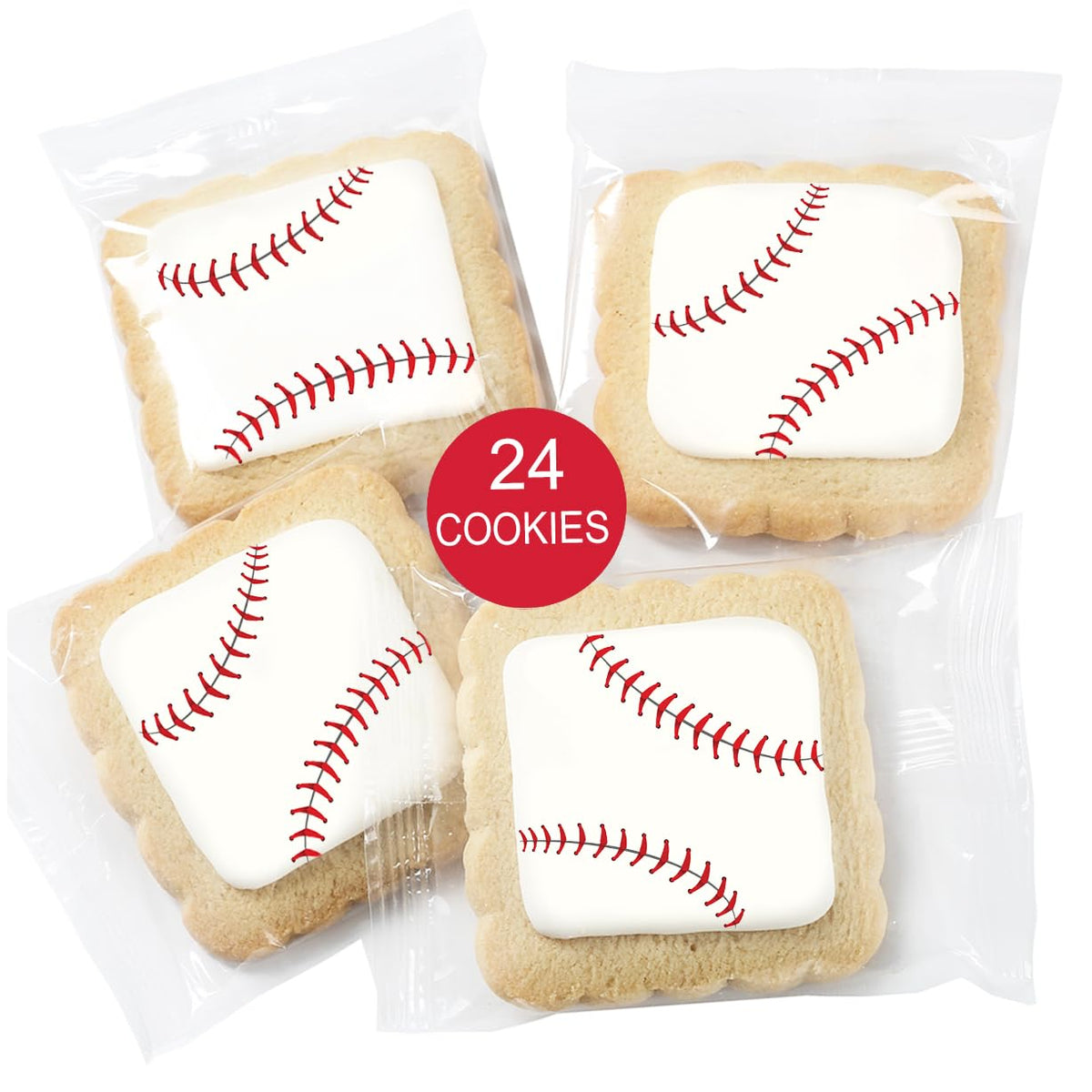 OMCookie Baseball Cookies – 24 Pack, Individually Wrapped Party Favors