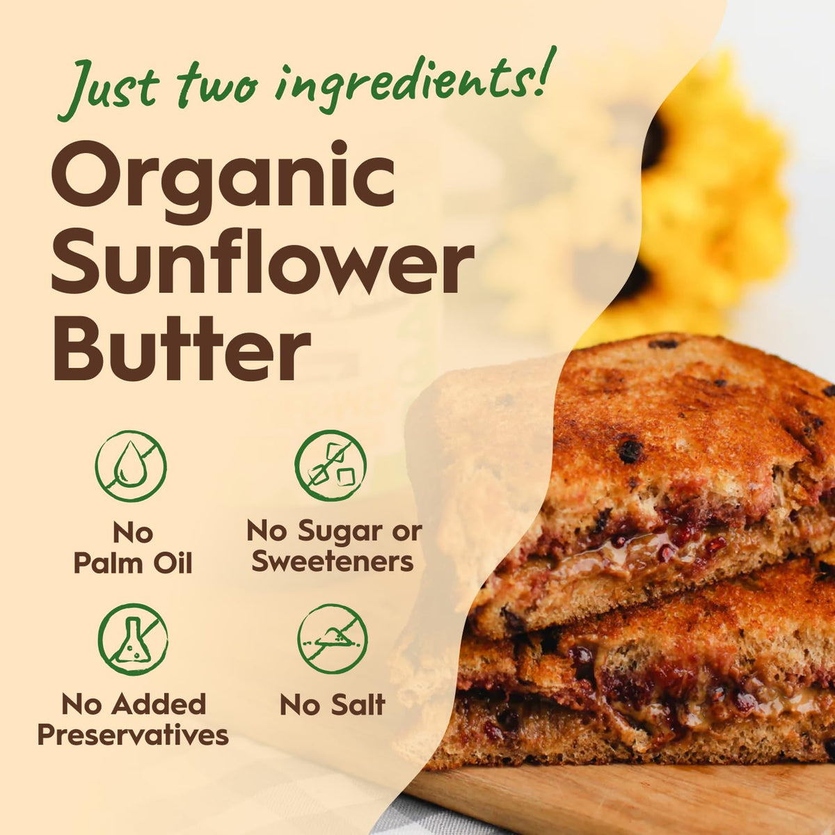 Once Again Organic Sunflower Butter — Unsweetened, No Salt or Sugar Added (6 x 16 oz Glass Jars)