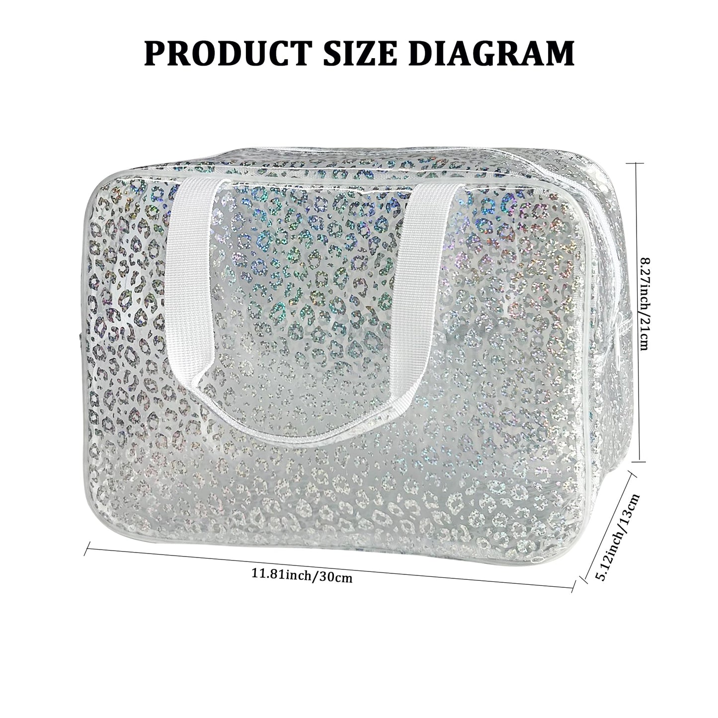 ONEART Travel Clear TPU Bag, Toiletry Carry Pouch Makeup Artist Bag, Waterproof Makeup Bags with Zipper Handle Straps (Leopard print)