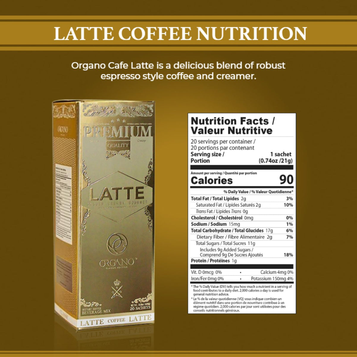 ORGANO Gourmet Cafe Latte – 2 Boxes, 80 Sachets, 100% Ganoderma Lucidum