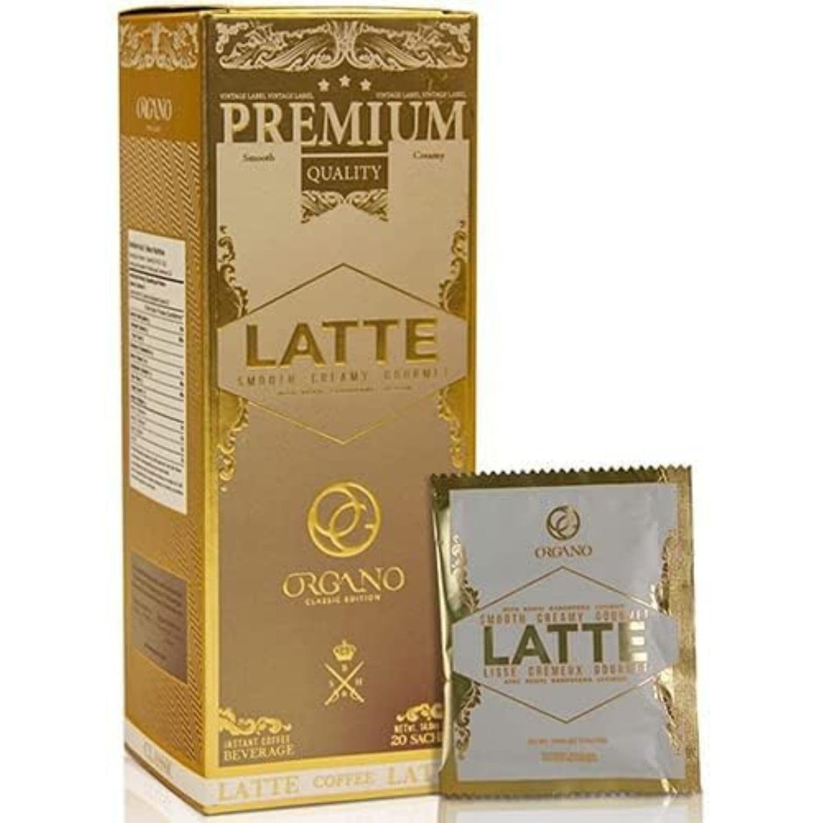 ORGANO Gourmet Cafe Latte – 100% Certified Ganoderma Lucidum, 20 Sachets