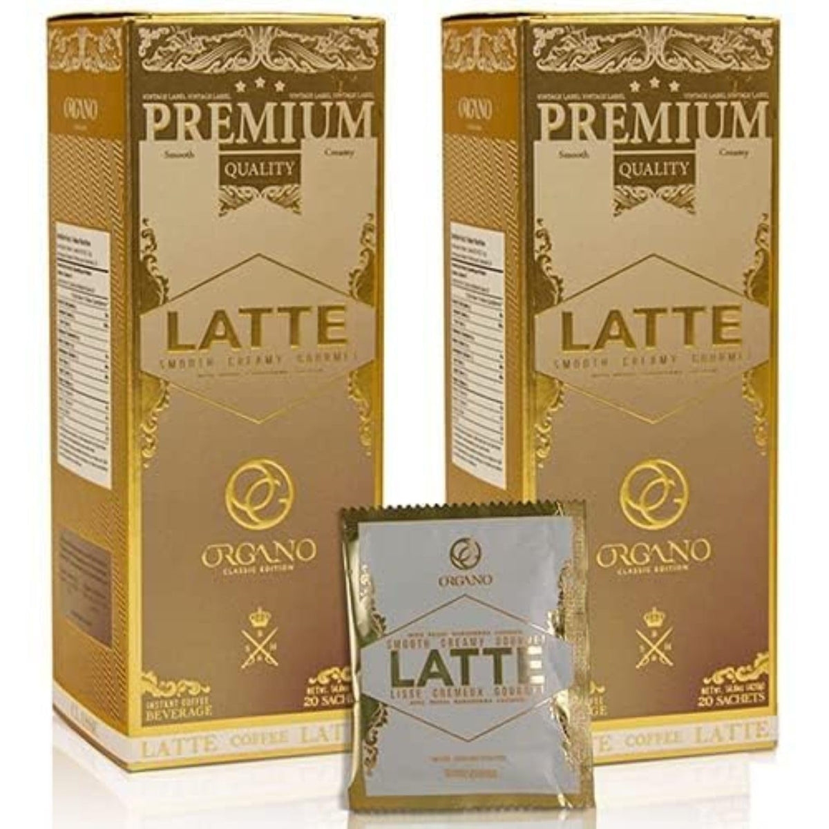 ORGANO Gourmet Café Latte – 2 Boxes (40 Sachets) with 100% Certified Ganoderma Lucidum