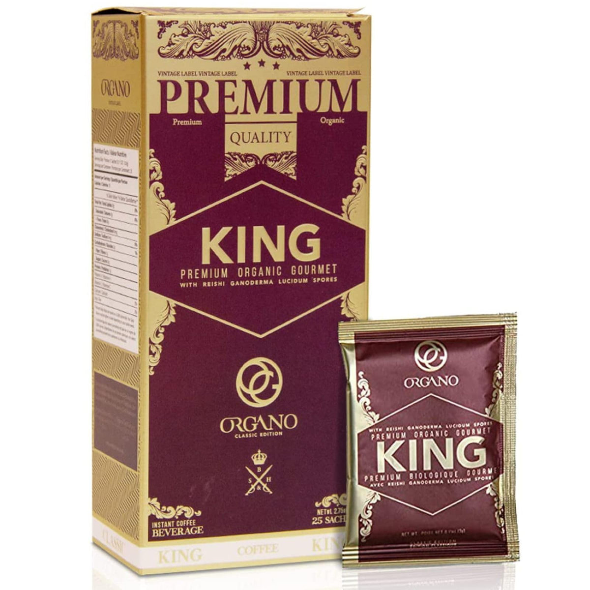 ORGANO King of Coffee – 100% Ganoderma Lucidum, 25 Sachets