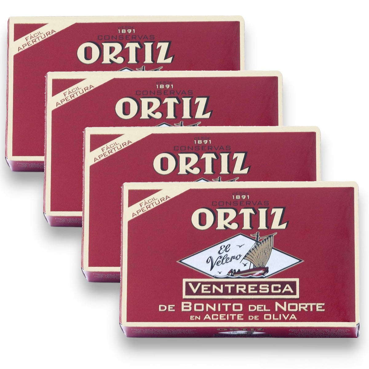 Ortiz Ventresca White Tuna Belly in Olive Oil — Tender Fillets in a 4-Pack (3.88oz each)