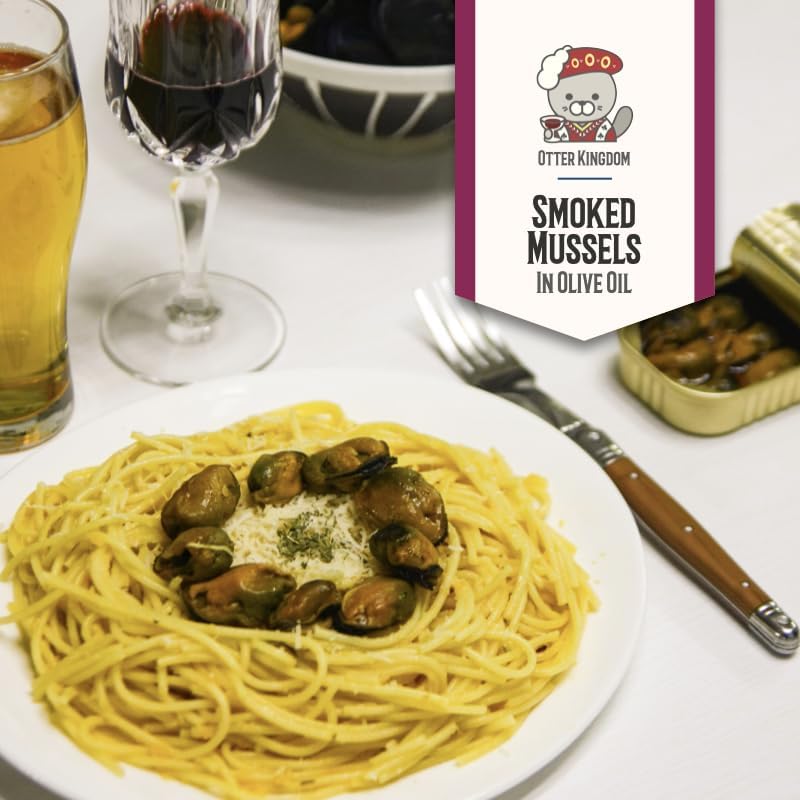 Otter Kingdom Smoked Mussels in Olive Oil – 12x3oz Cans