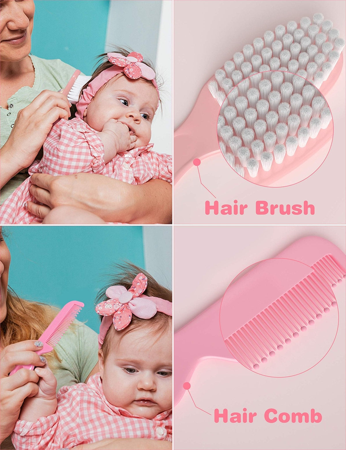 OTTOLIVES Baby Grooming Kit with Electric Nail Trimmer, 0-3 Years+, Pink