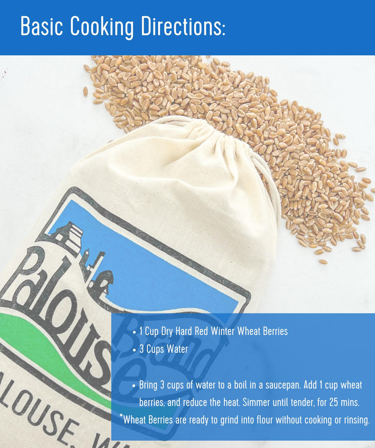 Palouse Brand Glyphosate Residue Free Hard Red Winter Wheat Berries – 25 lb Bucket | Sproutable, Non-GMO, Kosher