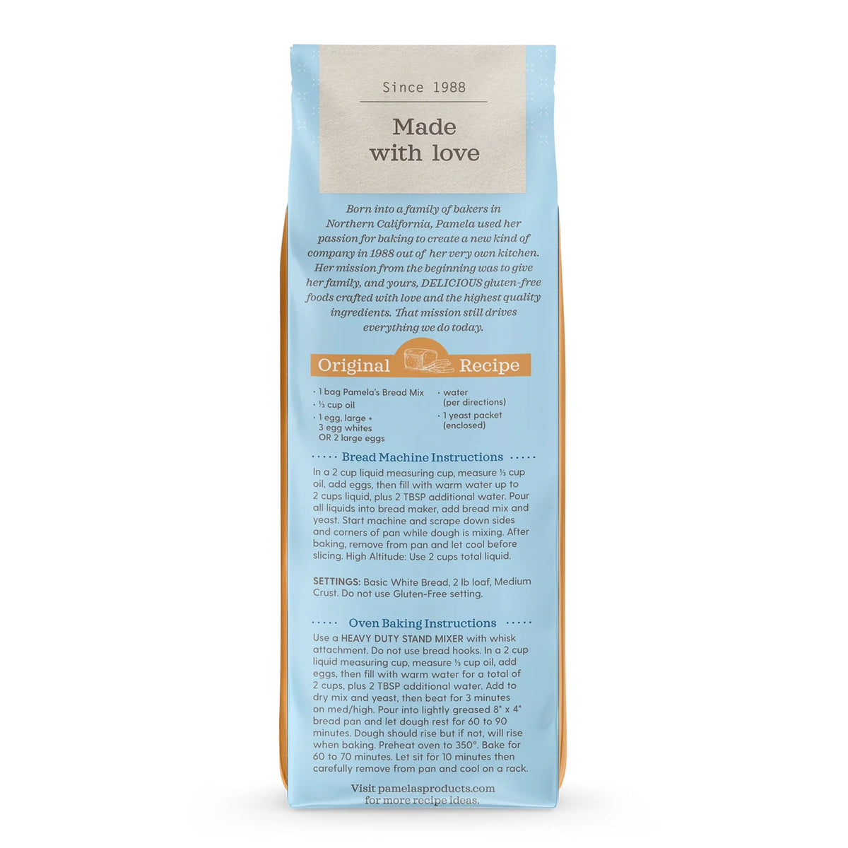 Pamela's Gluten Free Bread Mix – 19 oz (Pack of 6) | Dairy Free, Vegan, Kosher