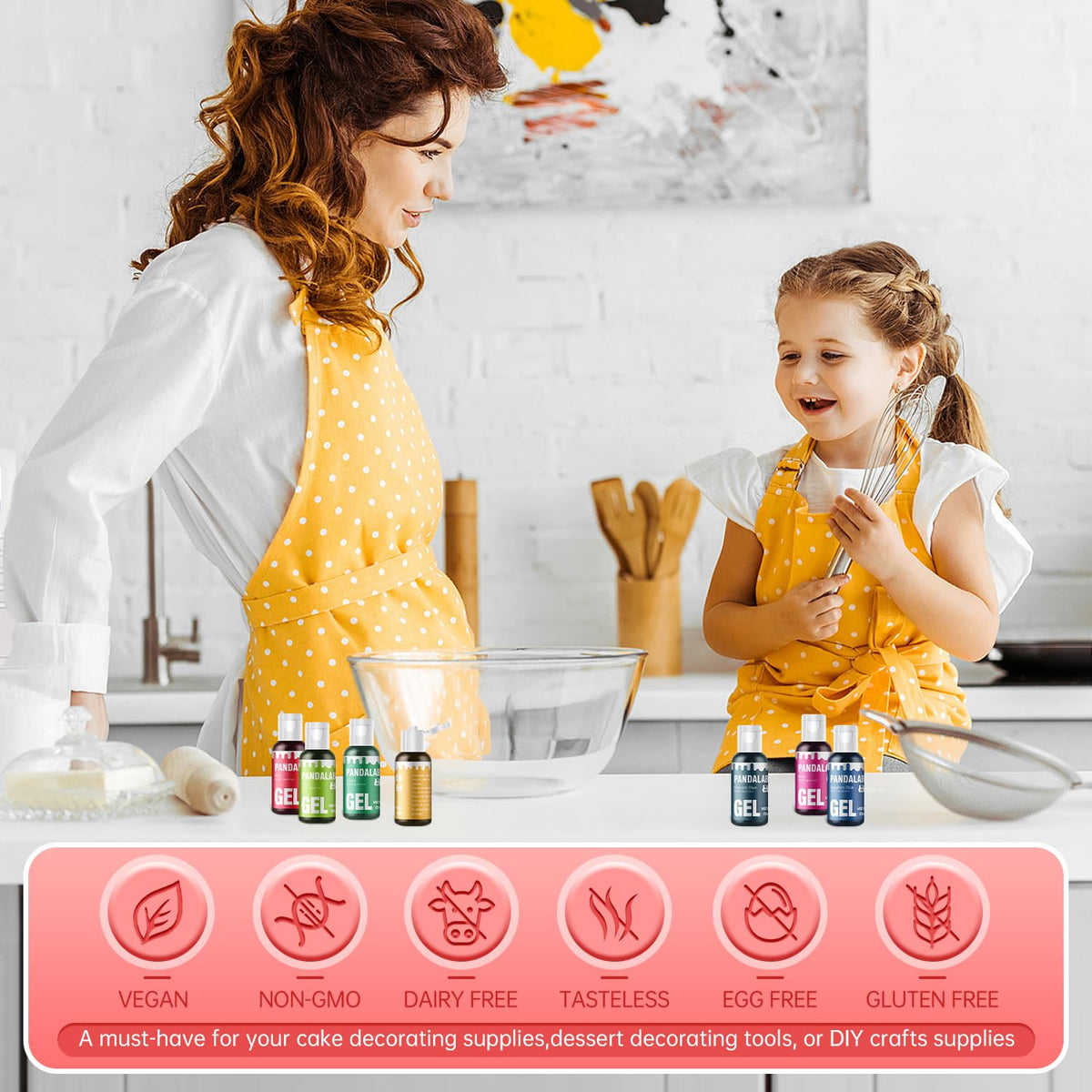 Pandalab Gel Food Coloring Set – 24 Colors, 0.7 oz Each, Highly Concentrated