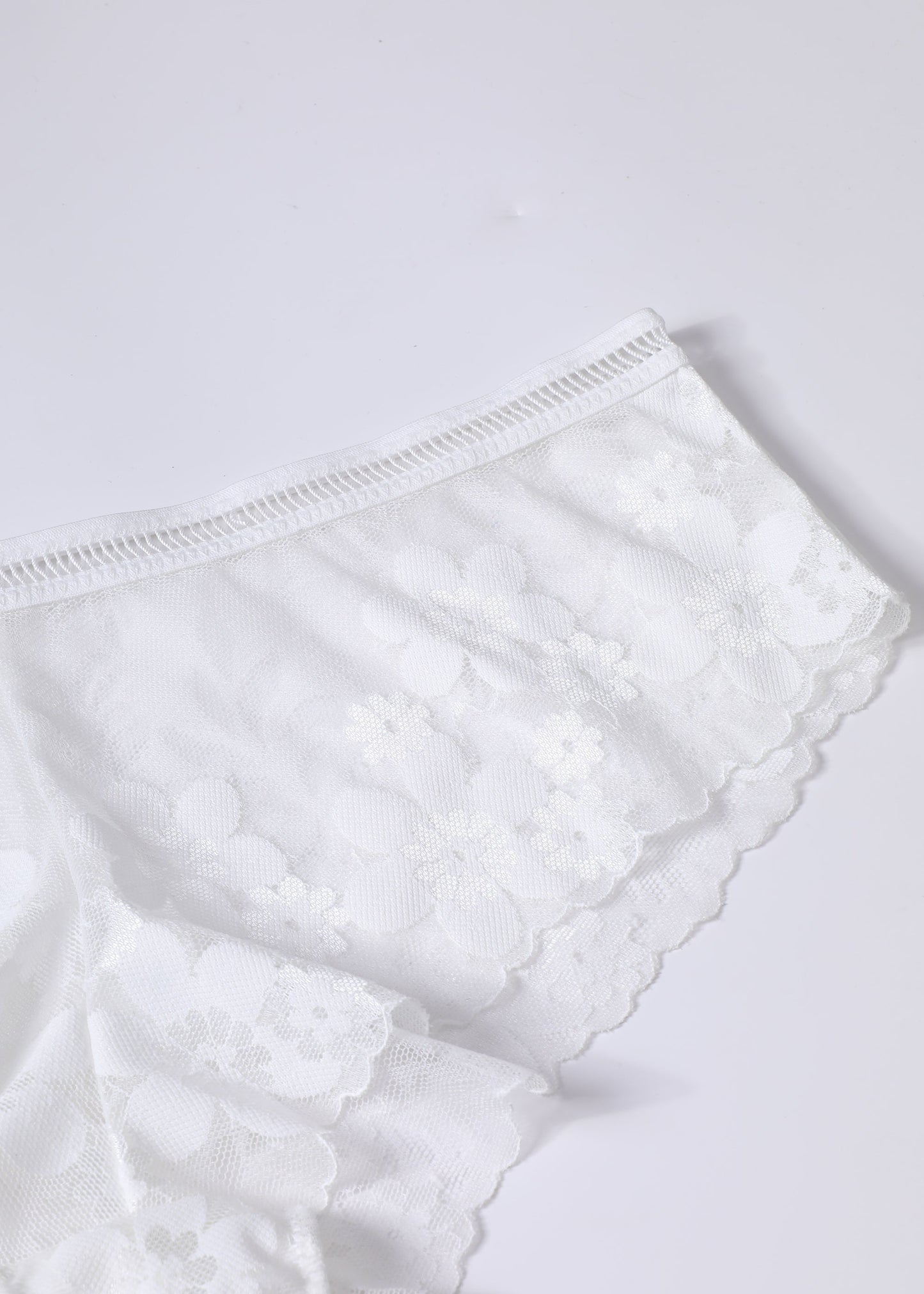 XENA Seductive Floral White Lace Boyshort Panties