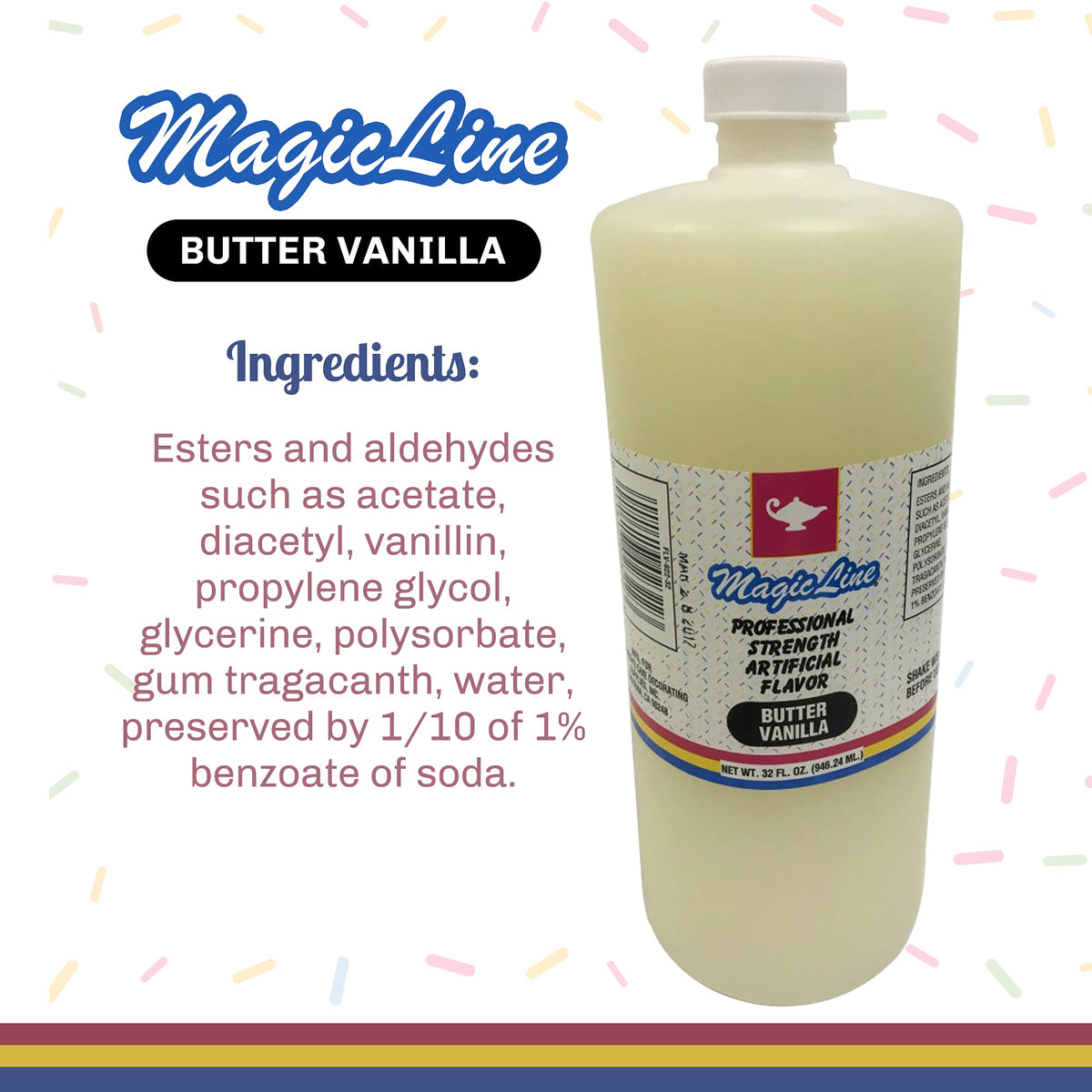 Parrish Magic Line Butter Vanilla Flavoring Oil for Baking – Stronger Butter Vanilla Flavor, 32 oz