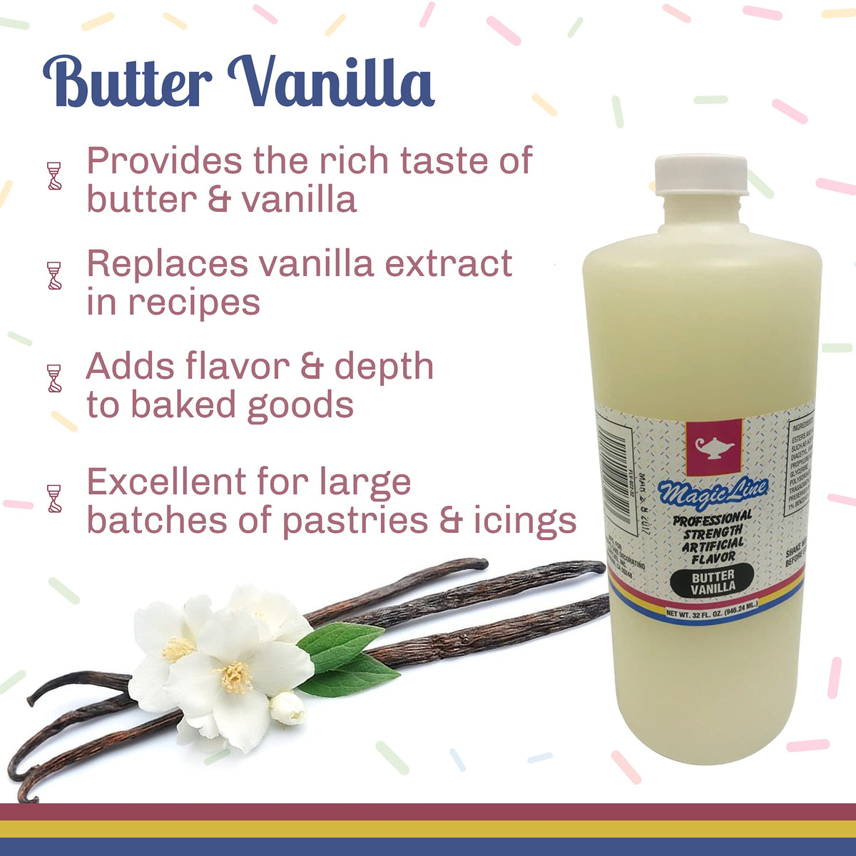 Parrish Magic Line Butter Vanilla Flavoring Oil for Baking – Stronger Butter Vanilla Flavor, 32 oz