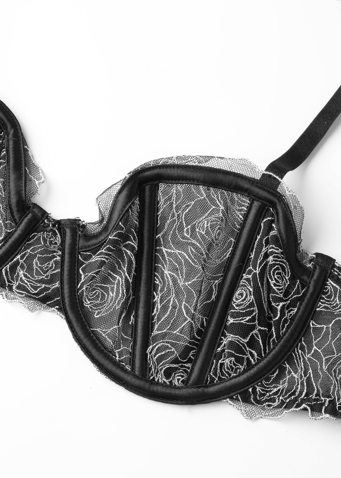 PATTY Sexy Black Lace Unlined Wired Balconette Demi Bra