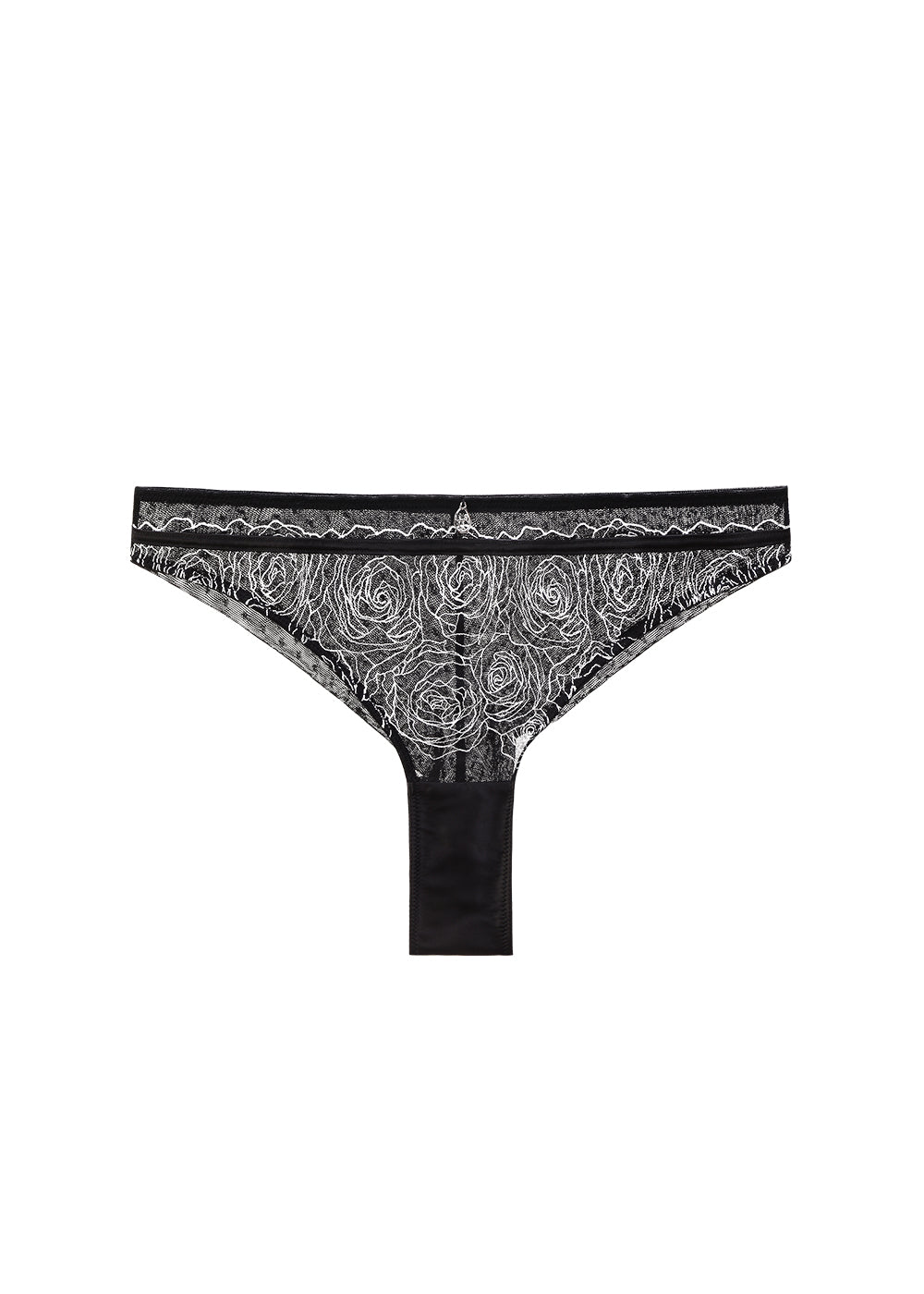 PATTY Plus Sexy Black Silver Embroidery Tanga Panties