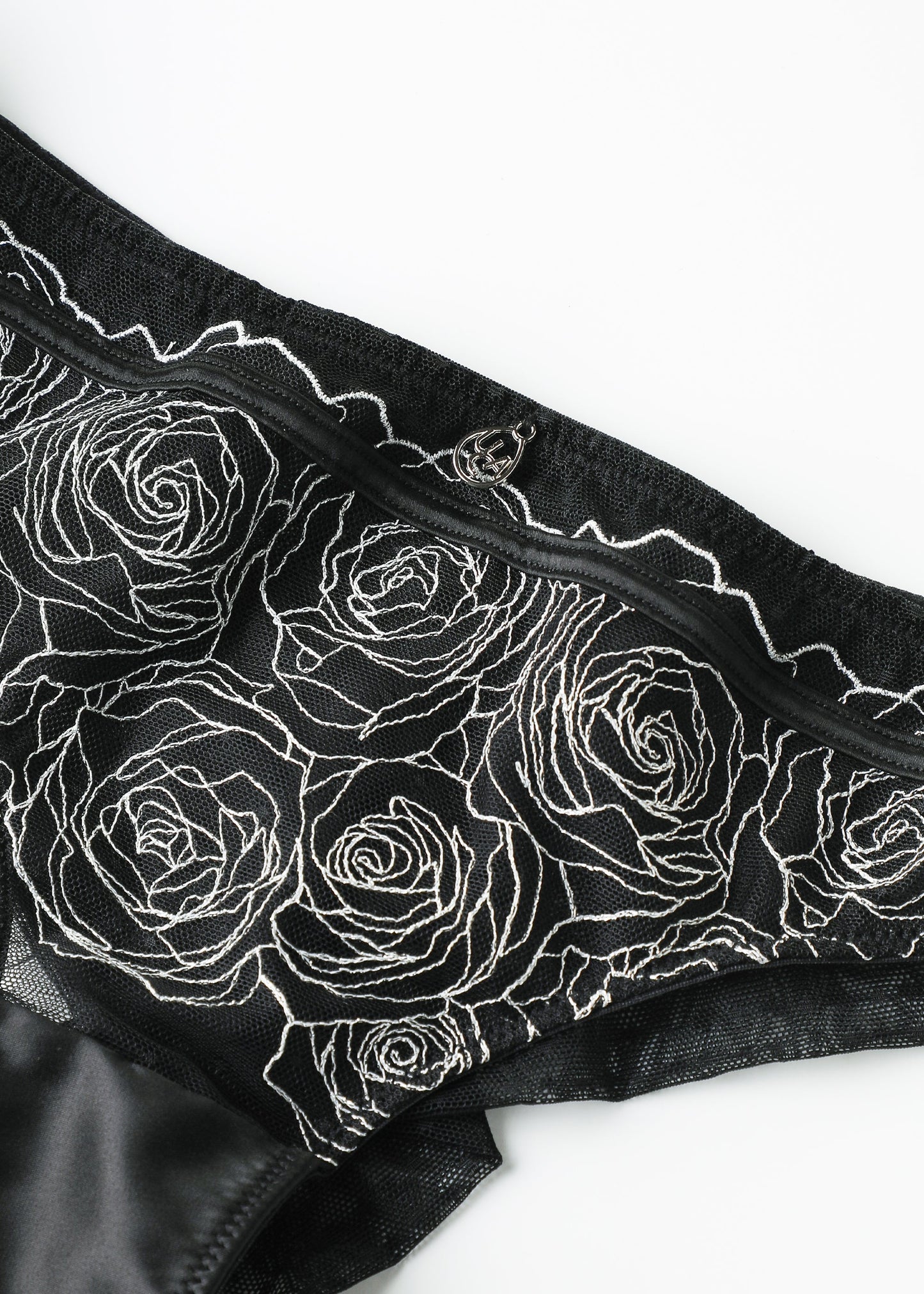 PATTY Sexy Black Silver Embroidery Tanga Panties