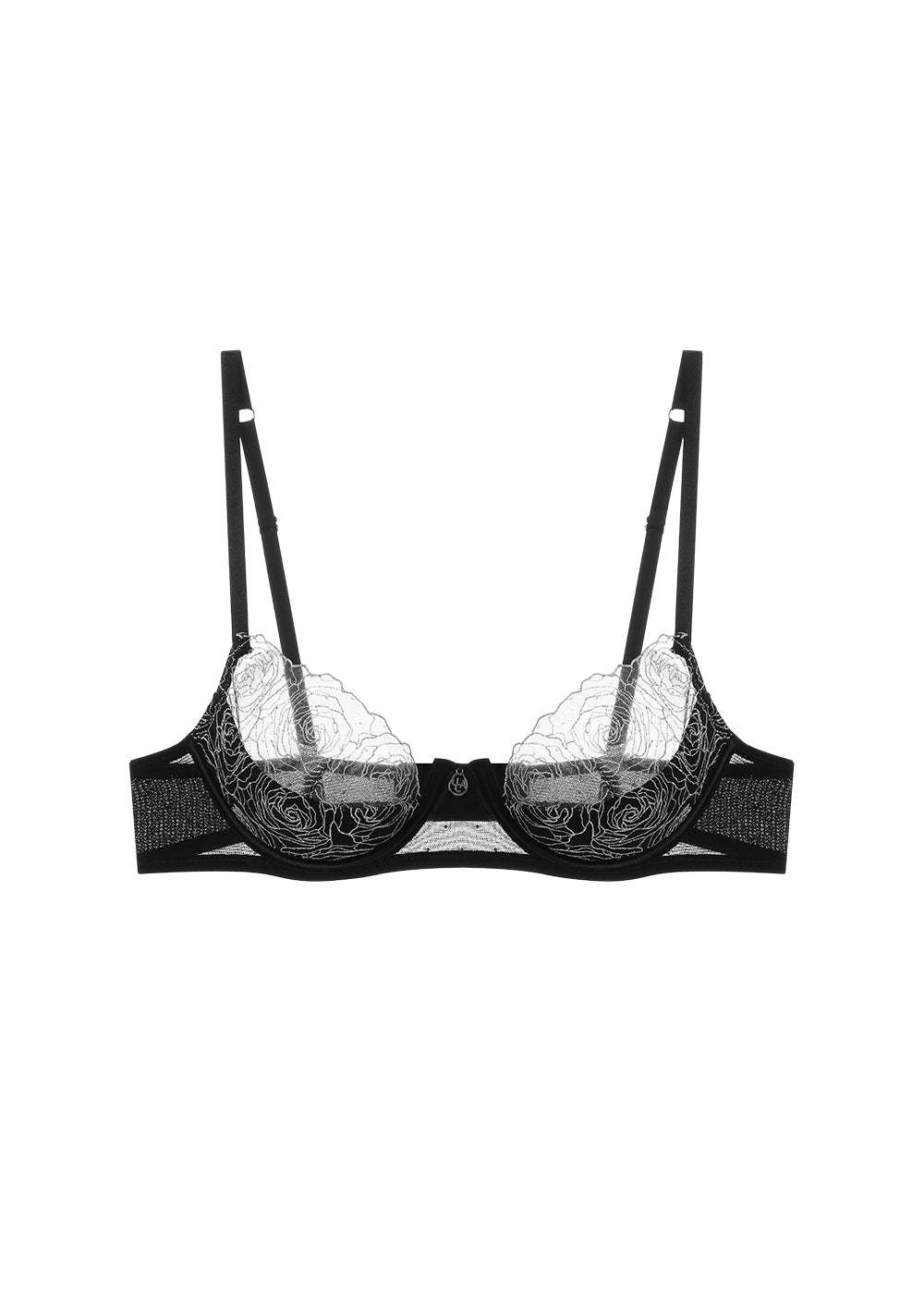 PAULA Plus Sexy Black Lace Unlined Demi Bra In Sparkling Embroidery