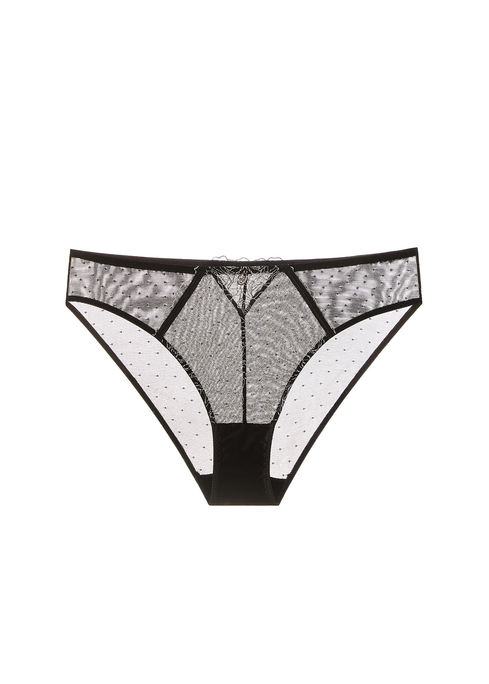 PAULA Sexy Black Silver Embroidery Brief Panties