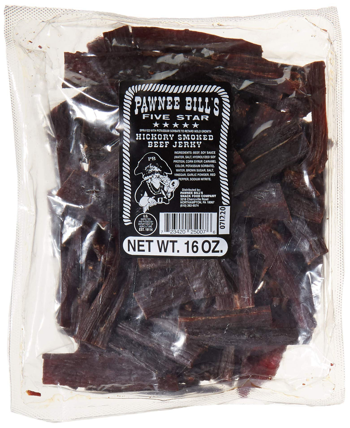 Pawnee Bill's Beef Jerky 16 oz | Original Hickory Smoked Pieces