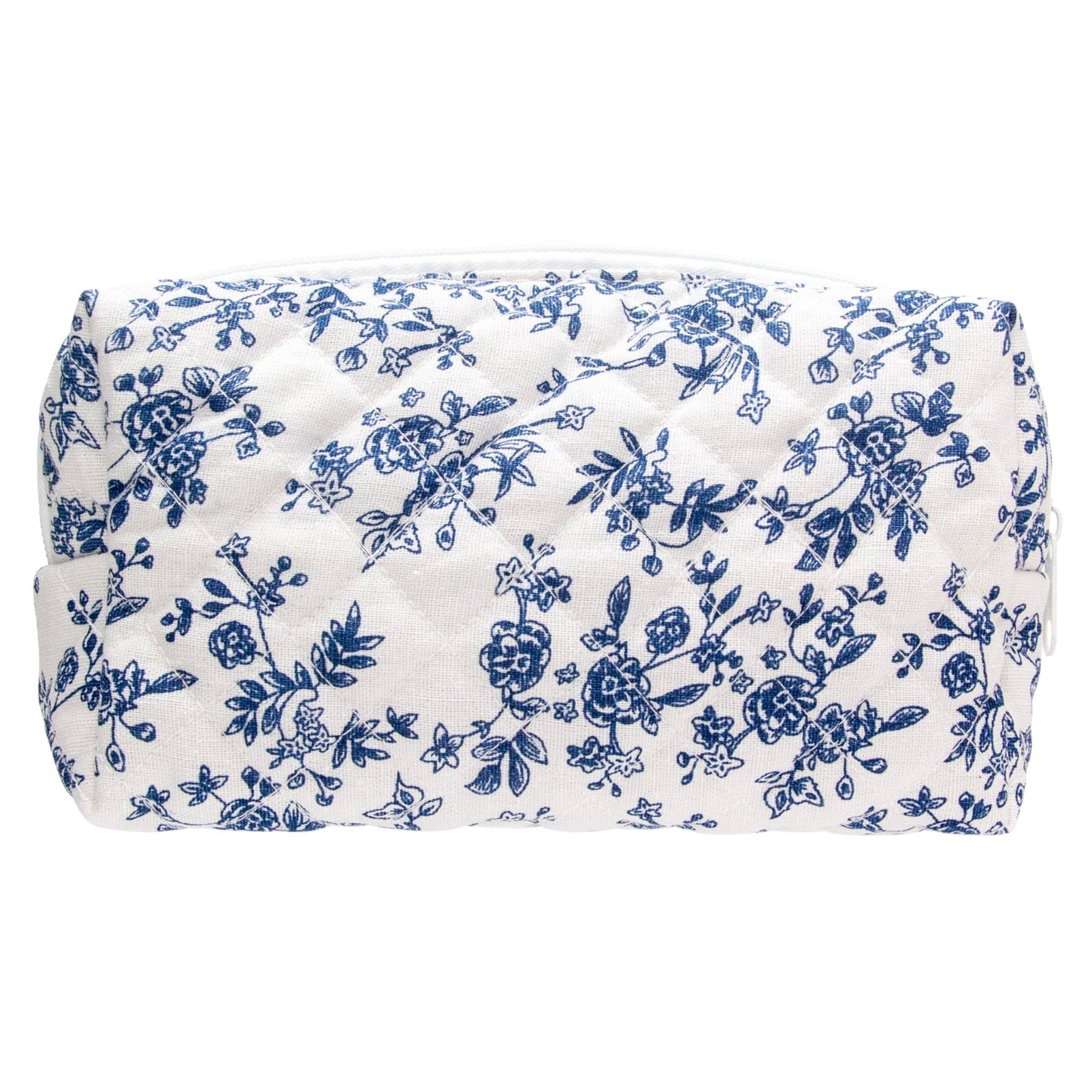 PAZIMIIK Small Quilted Makeup Bag,Zipper Cosmetic Pouch,Jouy Blue
