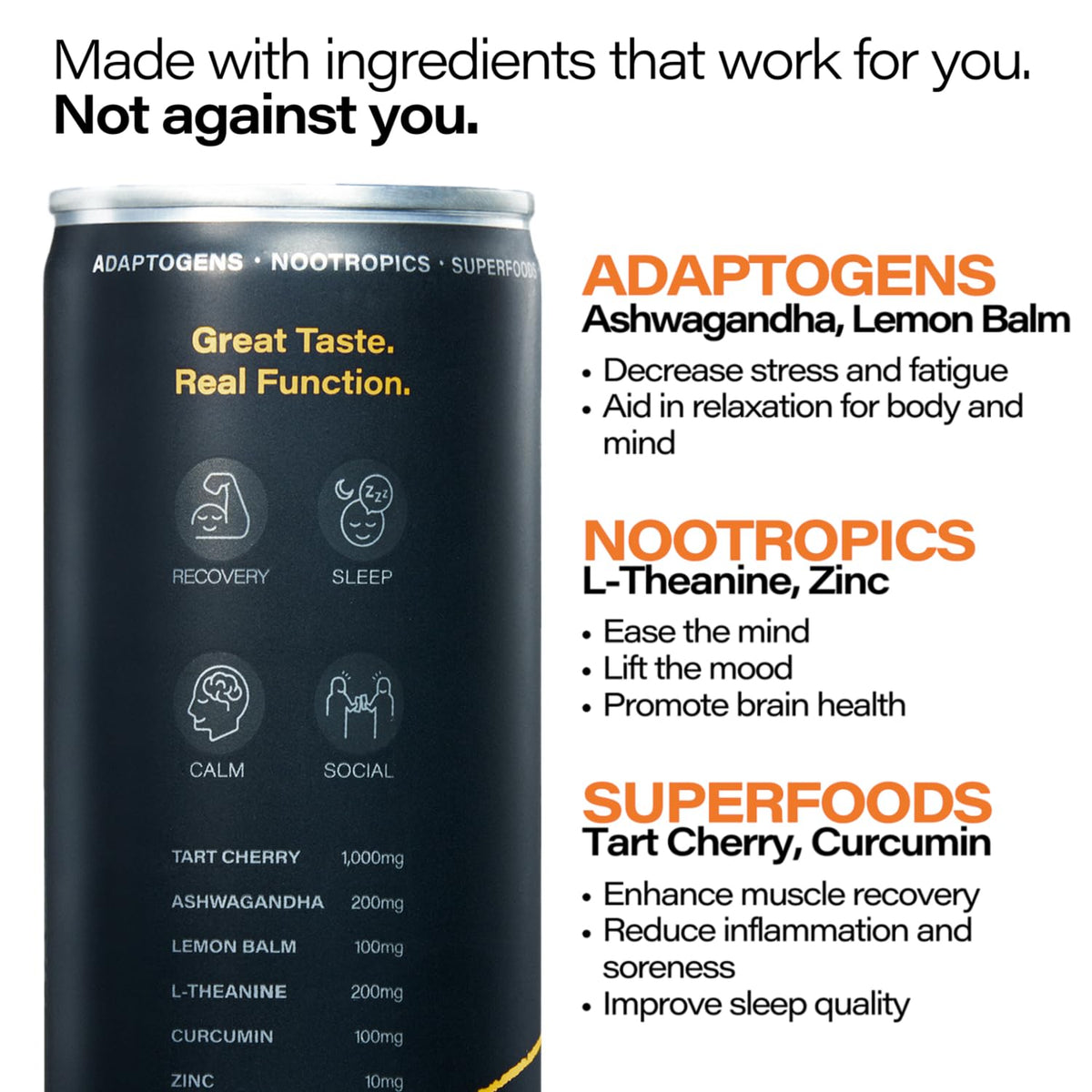 Peak Cocktails Non-Alcoholic Variety Pack – Adaptogens, Nootropics, Recovery & Sleep (8.4 oz, 12-pack)