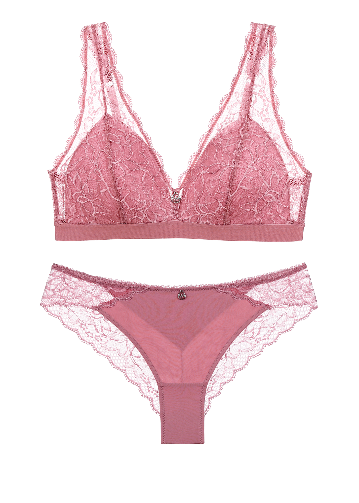 PEARL Pink Floral Lace Lingerie Set