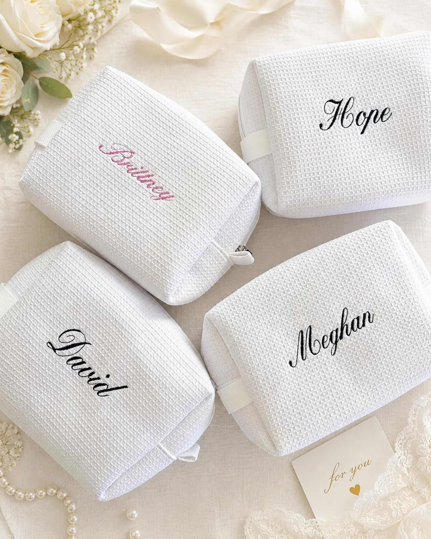 Personalized Embroidered Monogram Makeup Bag for Women (Style 1)