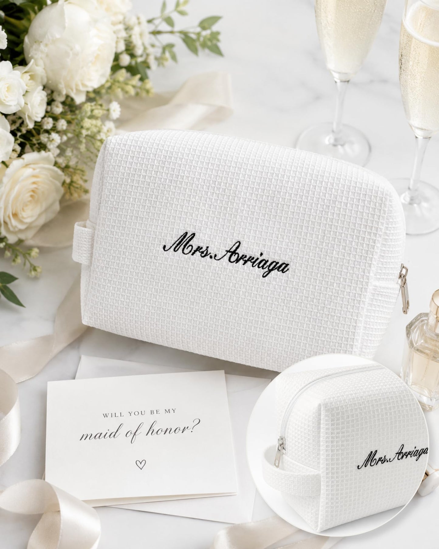 Personalized Embroidered Monogram Makeup Bag for Women (Style 1)
