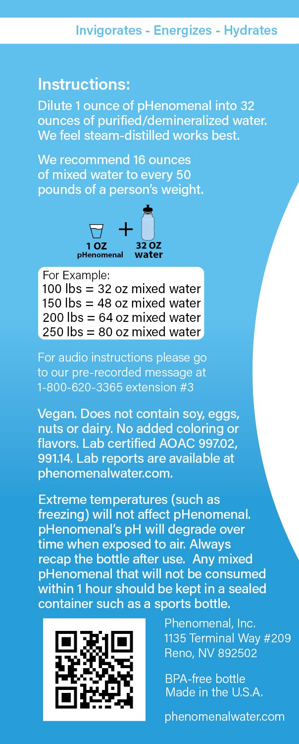 pHenomenal Water Phenomenal Alkaline Water Concentrate — Makes 8 Gallons of 11pH+ (32 oz, Tasteless)