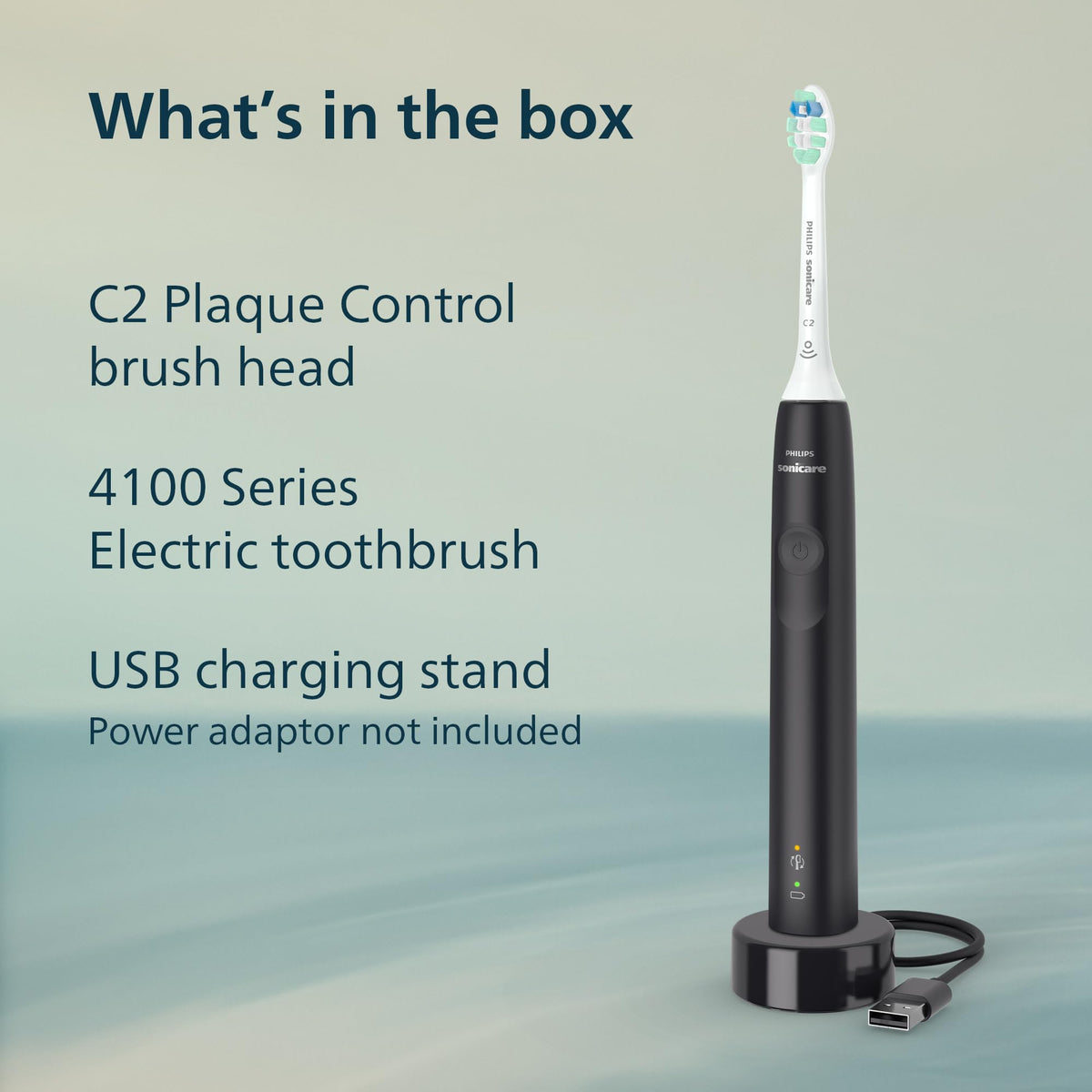 Philips Sonicare 4100 Rechargeable Electric Toothbrush, 1 Brush Head, Black
