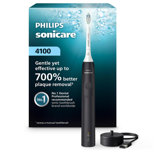 Philips Sonicare 4100 Rechargeable Electric Toothbrush, 1 Brush Head, Black