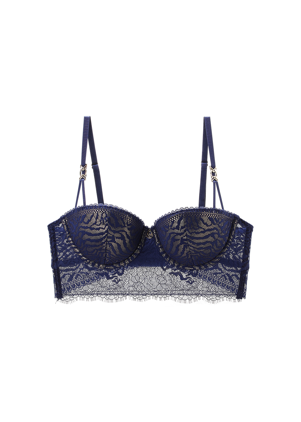 PHYLLIS Plus Blue Push-Up Molded Cup Long Balconette Demi Bra