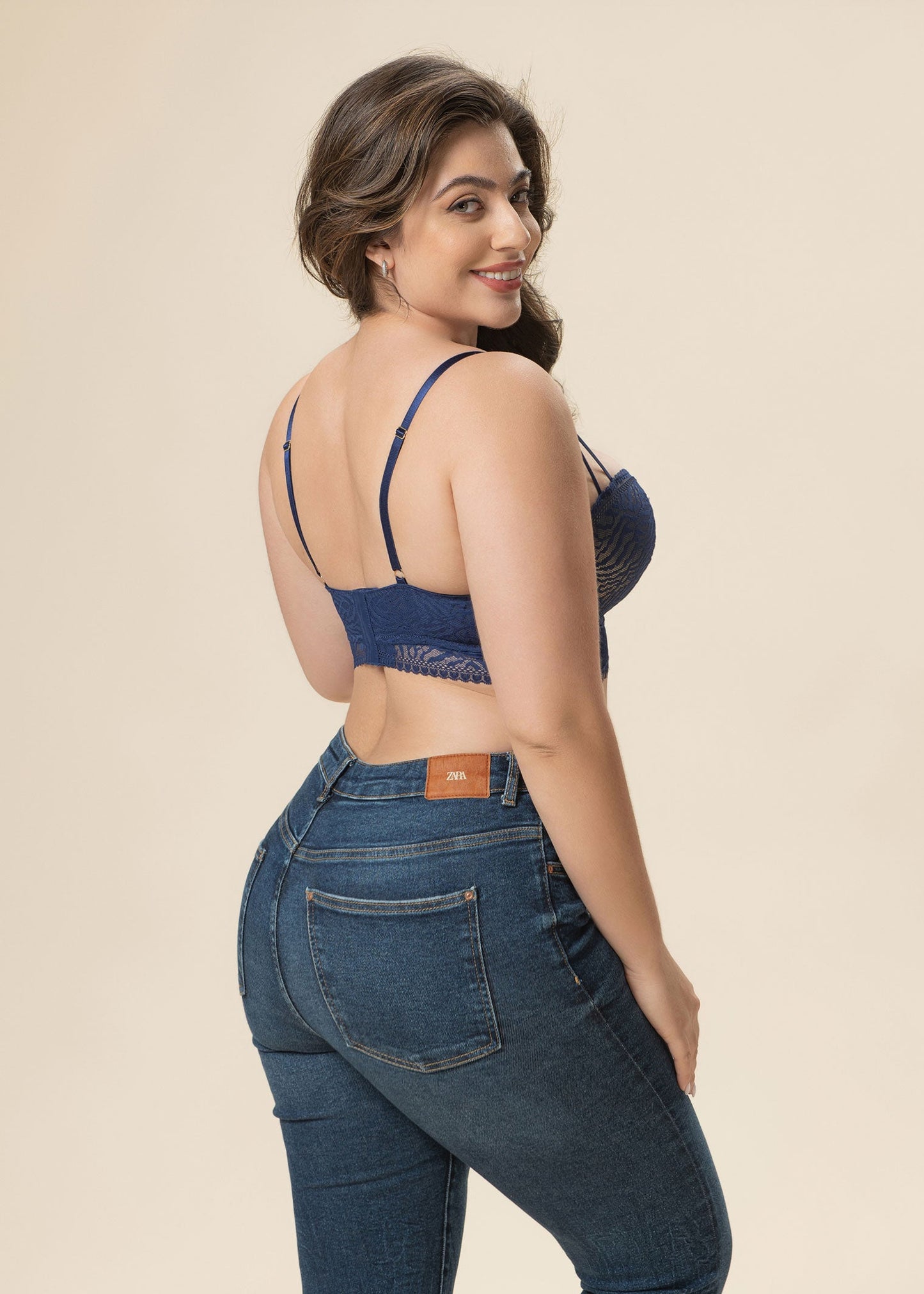 PHYLLIS Plus Blue Push-Up Molded Cup Long Balconette Demi Bra