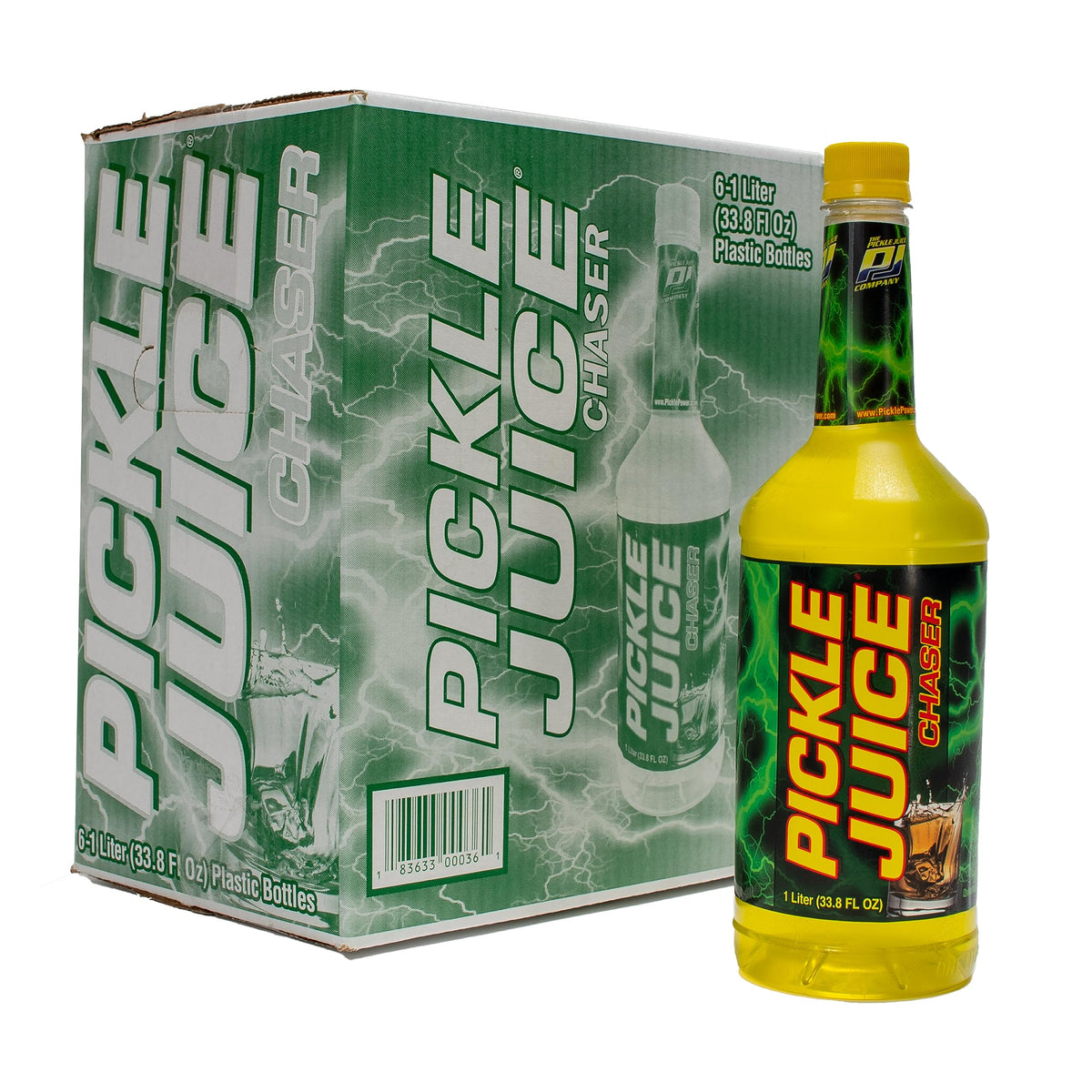 Pickle Juice Chaser 1-Liter Bottles – Electrolyte Hydration for Day & Night, 6 Pack