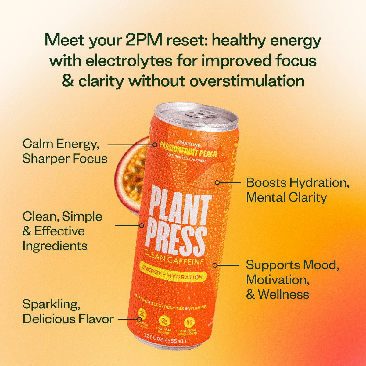 Plant Press Organic Energy Drink — 100 mg Caffeine, Full Vitamin Range, Electrolytes | Variety Pack (12 x 12 oz)
