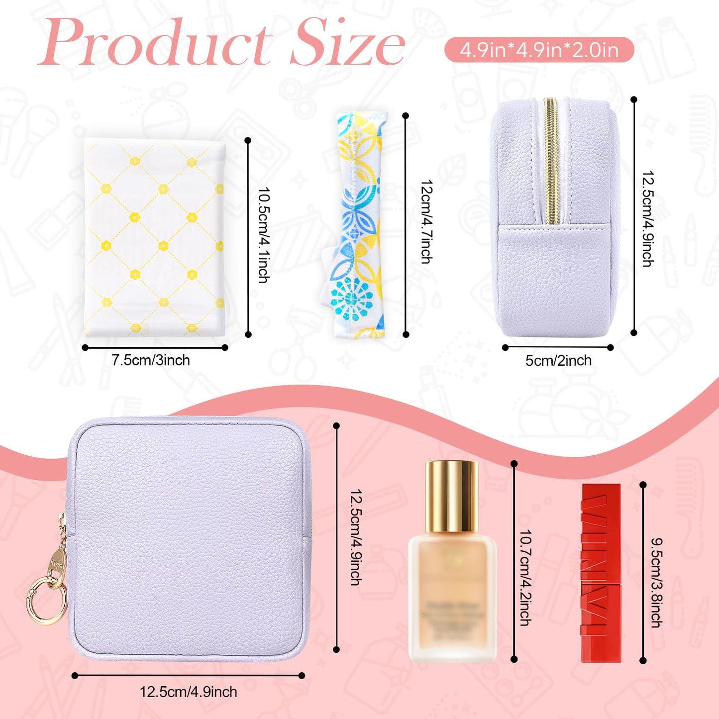 Playexen 4.9" Small Makeup Bag for Purse, PU Mini Cosmetic Bag with Ring Buckle, Portable Small Makeup Travel Toiletry Pouches for Women, Birthday/Wedding/Christmas Gifts (Green)