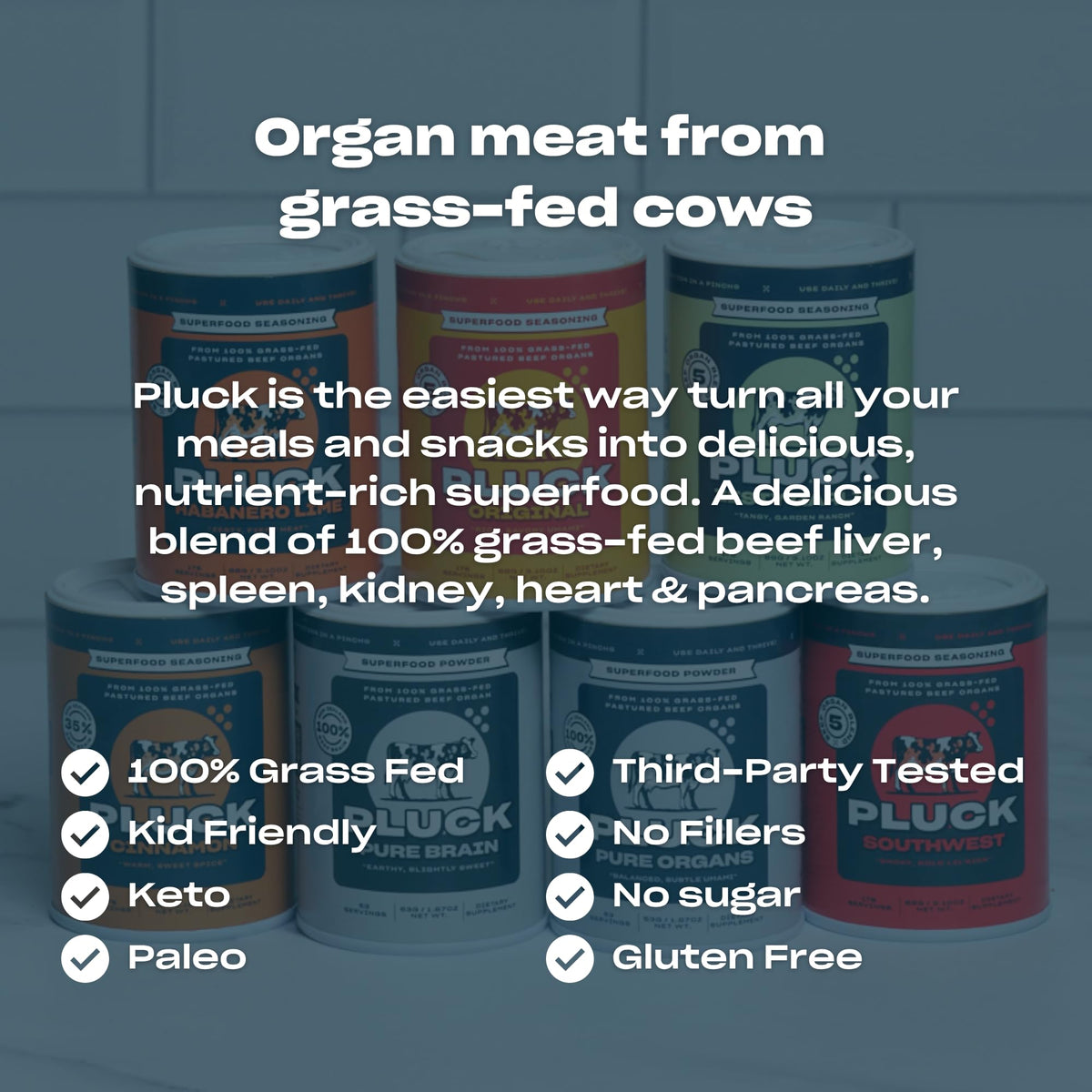Pluck Pure Beef Organs Powder – 100% Grass-Fed Liver, Kidney, Heart, Spleen & Pancreas | 53 Servings | As Seen on ABC’s Shark Tank