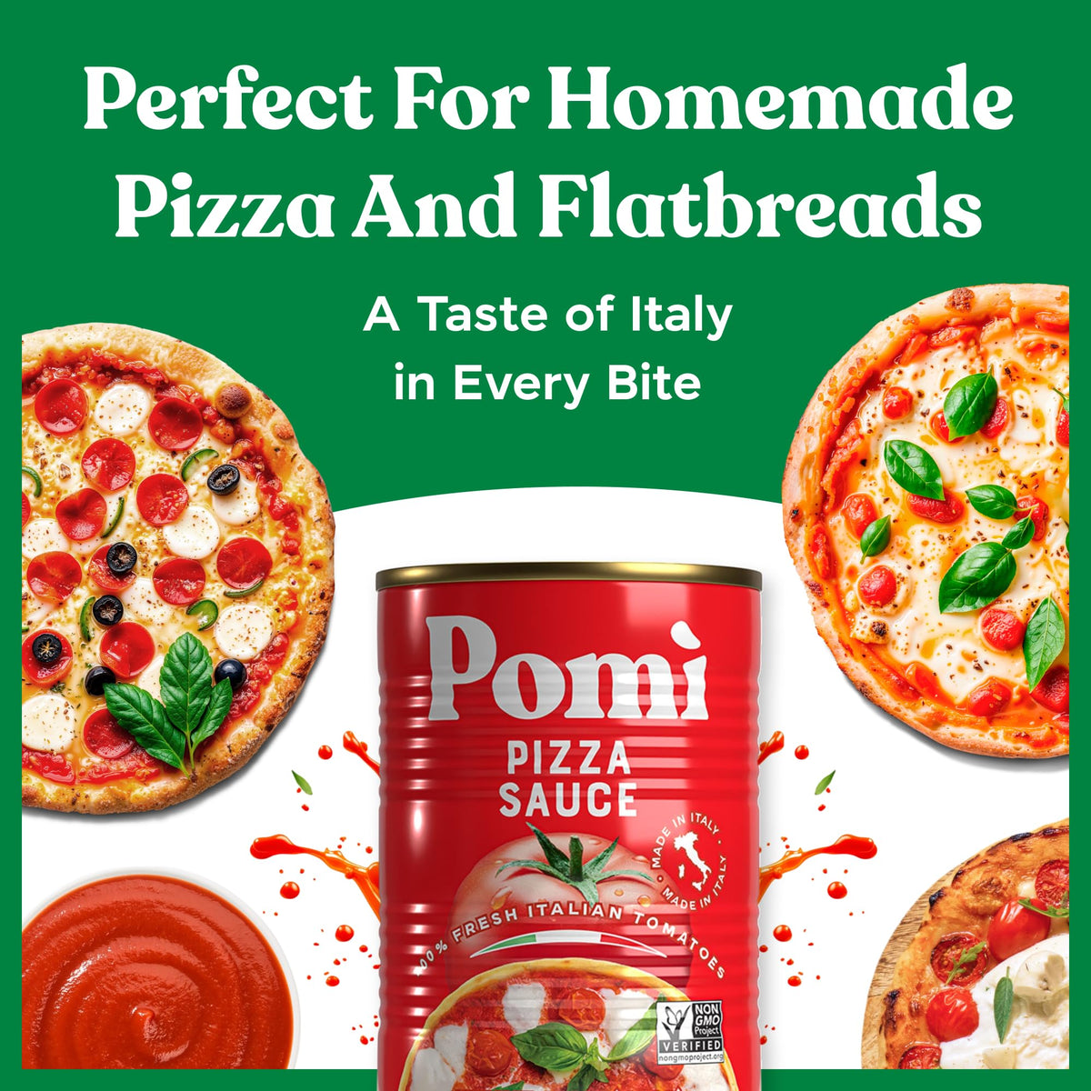 Pomì Pizza Sauce 14.1oz (12-Pack) – 100% Fresh Italian Tomatoes, Made in Italy, Non-GMO, Gluten-Free, No Additives, Velvety & Creamy for Pizza