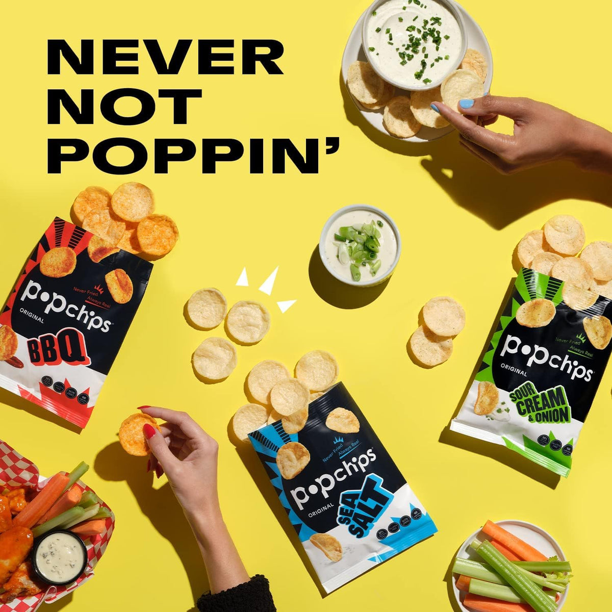 Popchips Variety Pack – Baked Potato Chips 0.8 oz Bags (30 Count): BBQ, Sea Salt & Sour Cream & Onion