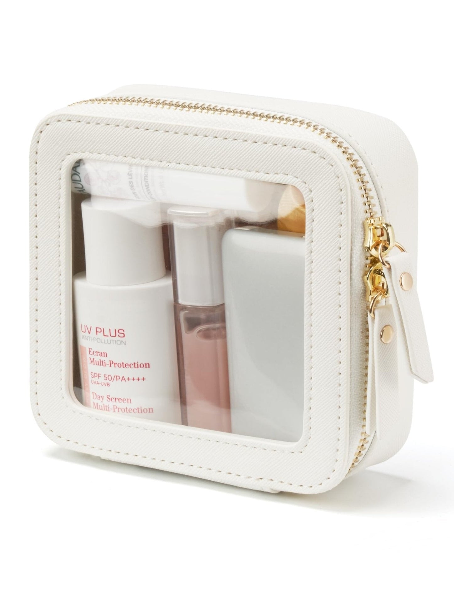 Popvibe Small Clear Makeup Bag for Purse, Travel Cosmetic Case, White, Mini