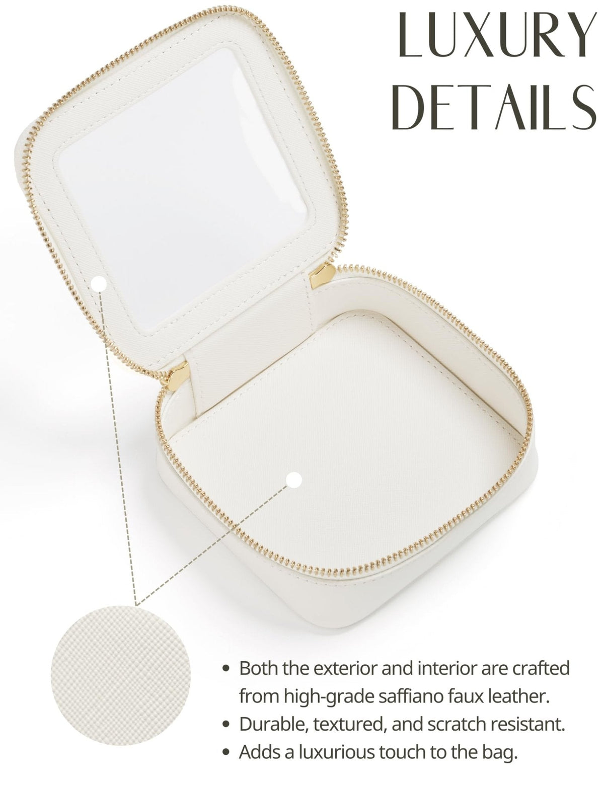 Popvibe Small Clear Makeup Bag for Purse, Travel Cosmetic Case, White, Mini
