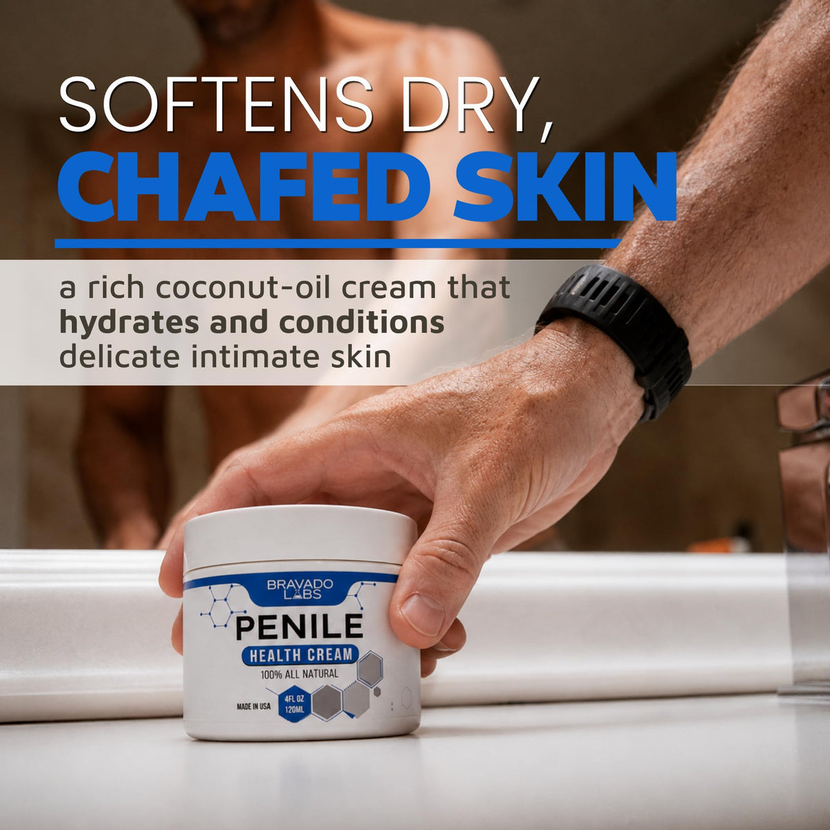 Premium Penile Health Creme for Men with Coconut Oil, CoQ10, and Allantoin