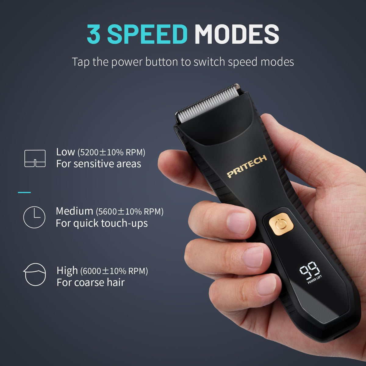 PRITECH Manscape Body Hair Trimmer - Waterproof Pubic Hair Ball Trimmer, Ceramic Blade Shavers Electric Razors for Men with USB-C Charging, Wet/Dry Use, Nick-Free Mens Grooming Kits, Gifts for Men