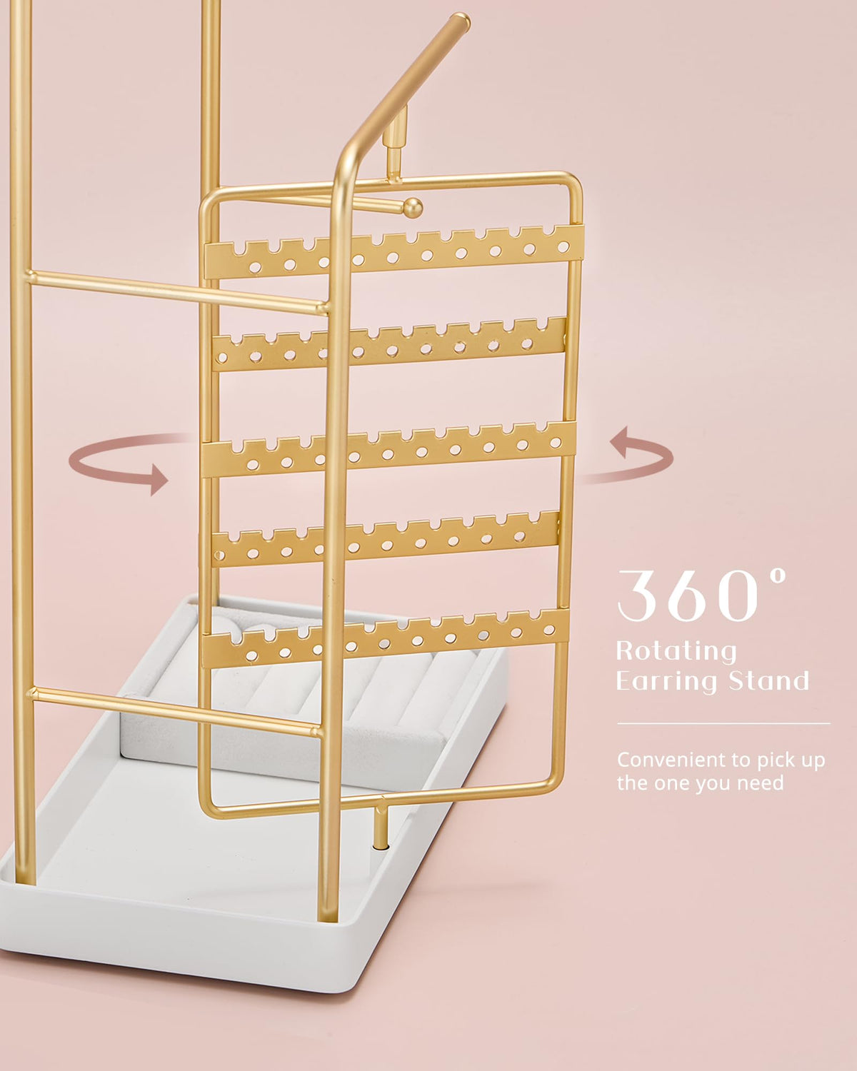 ProCase Jewelry Stand Holder Organizer and Storage, Gold (No-Assembly)