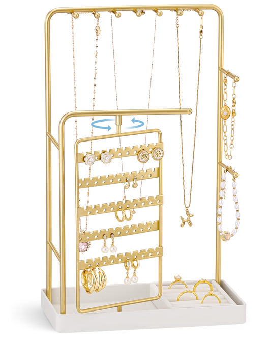 ProCase Jewelry Stand Holder Organizer and Storage, Gold (No-Assembly)