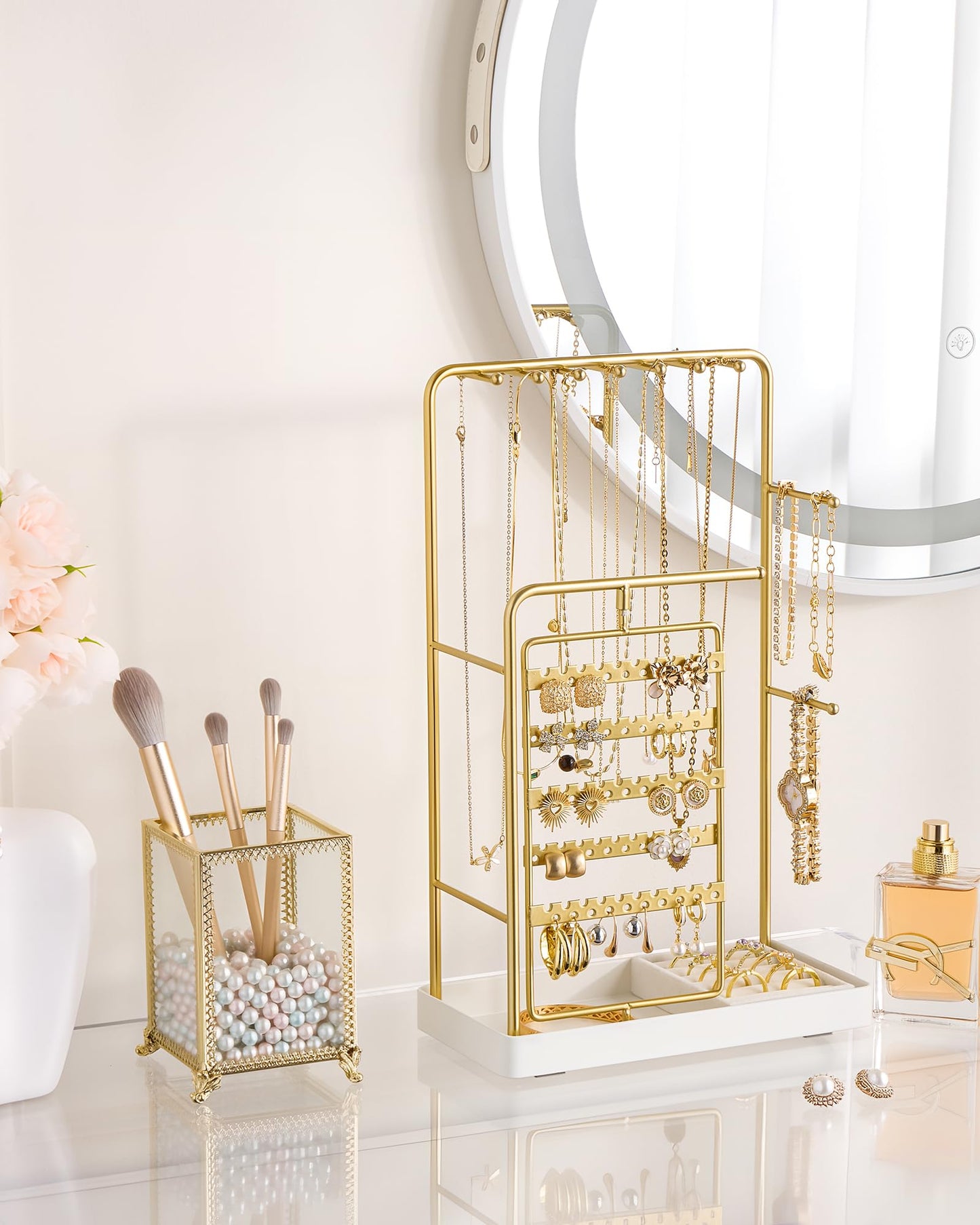 ProCase Jewelry Stand Holder Organizer and Storage, Gold (No-Assembly)