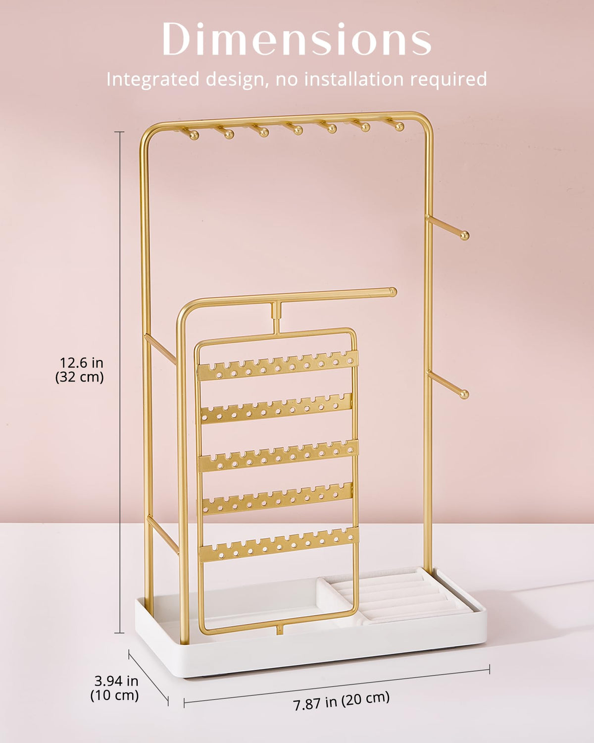 ProCase Jewelry Stand Holder Organizer and Storage, Gold (No-Assembly)